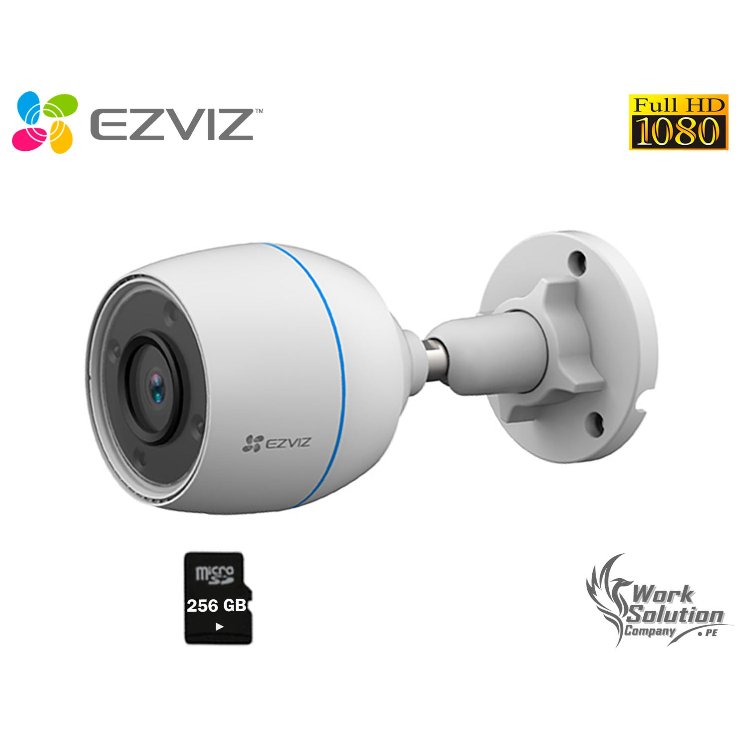 CÁMARA SEGURIDAD EZVIZ WIFI EXTERIOR H3C 1080P IP67 + MICROSD 256 GB - 1