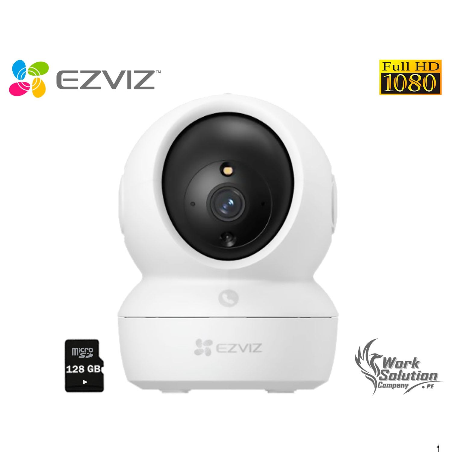 CÁMARA WIFI EZVIZ H6C 1080P FULL HD GIRA 360° BOTON LLAMADA + MICRO SD 128 GB - 1