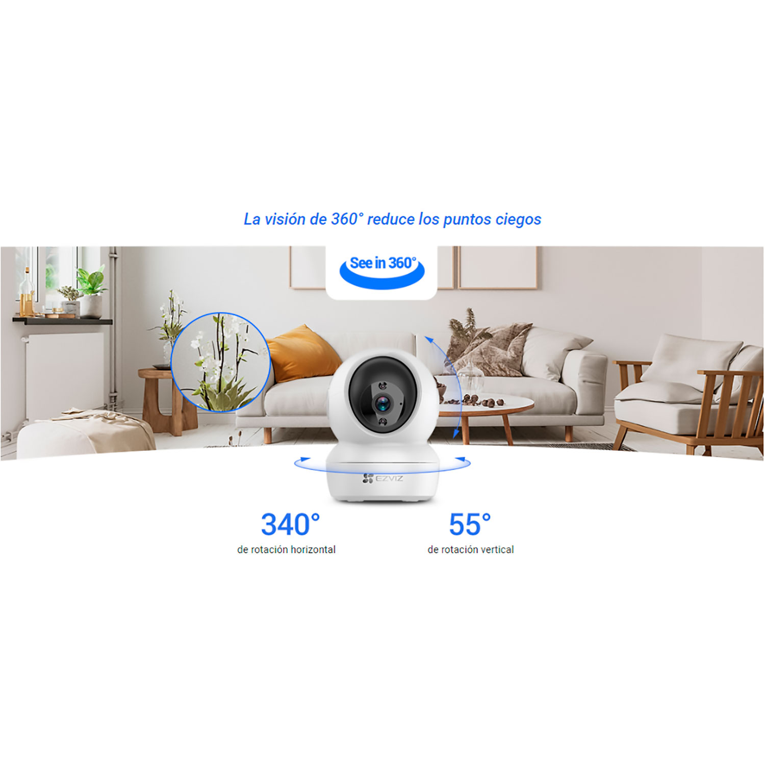 CÁMARA WIFI EZVIZ H6C 1080P FULL HD GIRA 360° BOTON LLAMADA + MICRO SD 128 GB - 3