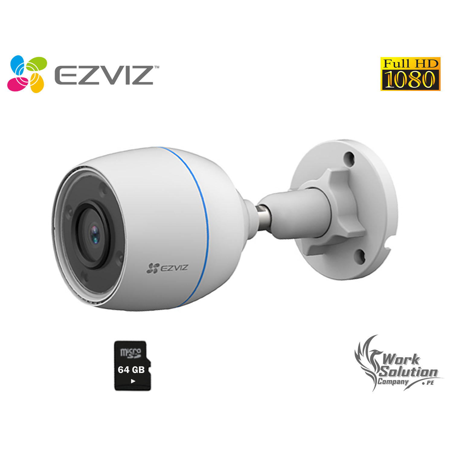 CÁMARA SEGURIDAD EZVIZ WIFI EXTERIOR H3C 1080P IP67 + MICROSD 64 GB - 1