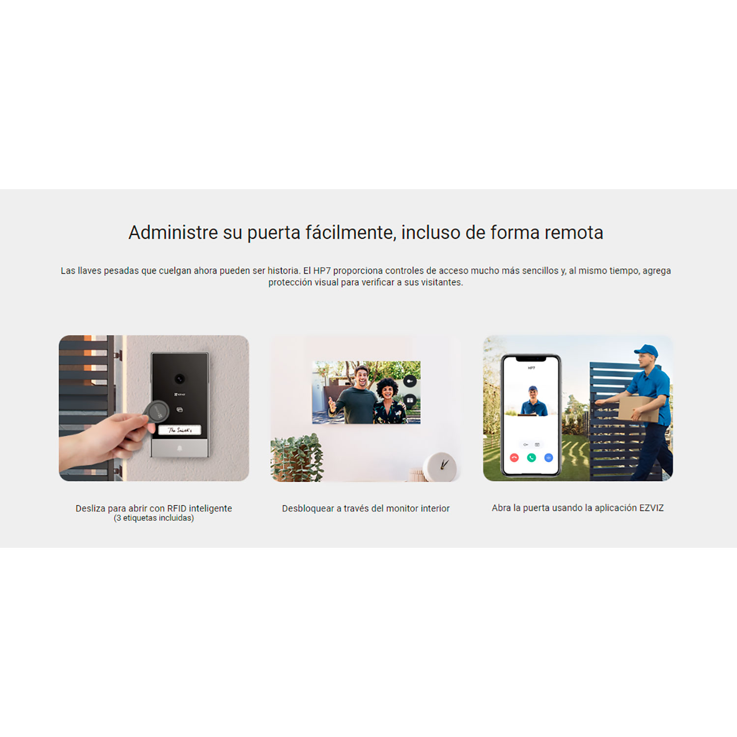 VIDEOPORTERO INTELIGENTE EZVIZ HP7 2K AUDIO 2VÍAS DETECCIÓN MOVIMIENTO 3 APERTURAS PANTALLA 512GB - 3