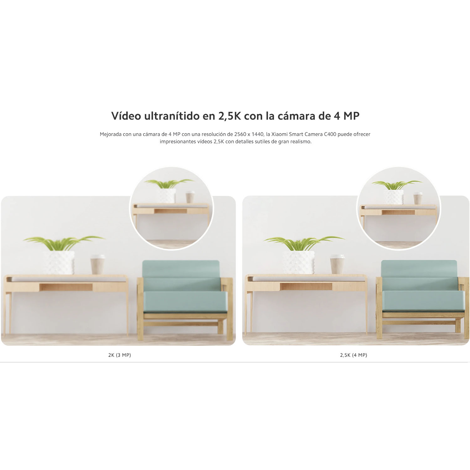 CÁMARA SEGURIDAD XIAOMI C400 2K 4MP GIRA 360 + MICRO SD 256GB - 3