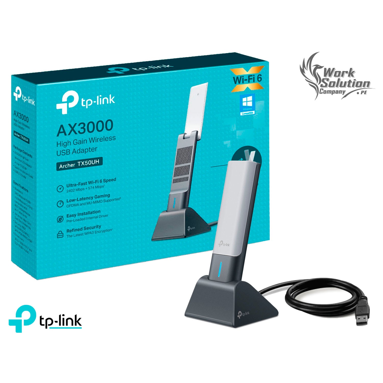 ADAPTADOR TP-LINK ARCHER TX50UH USB INALAMBRICO WI-FI 6 AX3000 - 1