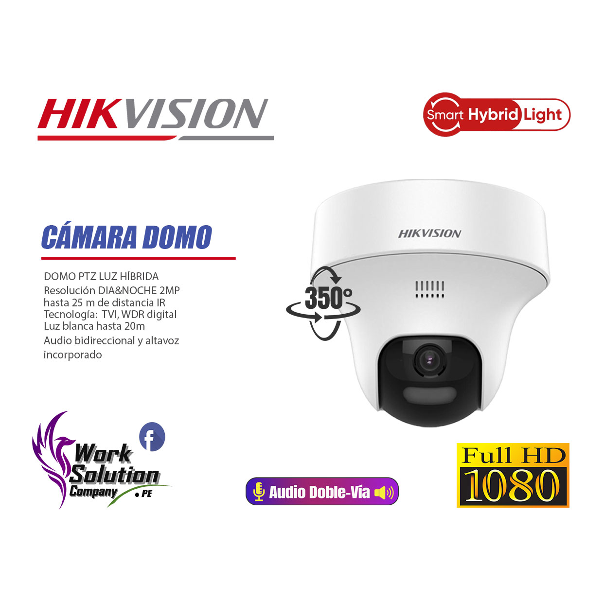 CÁMARA SEGURIDAD HIKVISION KIT 4 AUDIO BIDIRECCIONAL FULL HD | 1 DOMO PTZ | 500GB - 4