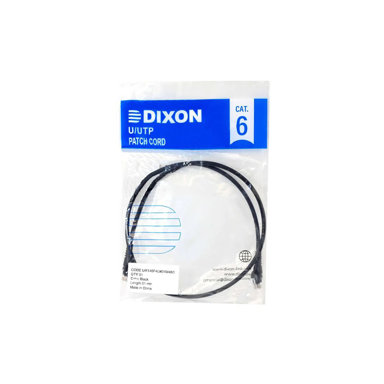 DIXON - CABLE PATCH CORD 1 METRO UTP CAT. 6 24 AWG COBRE LSZH ROHS NEGRO - 3