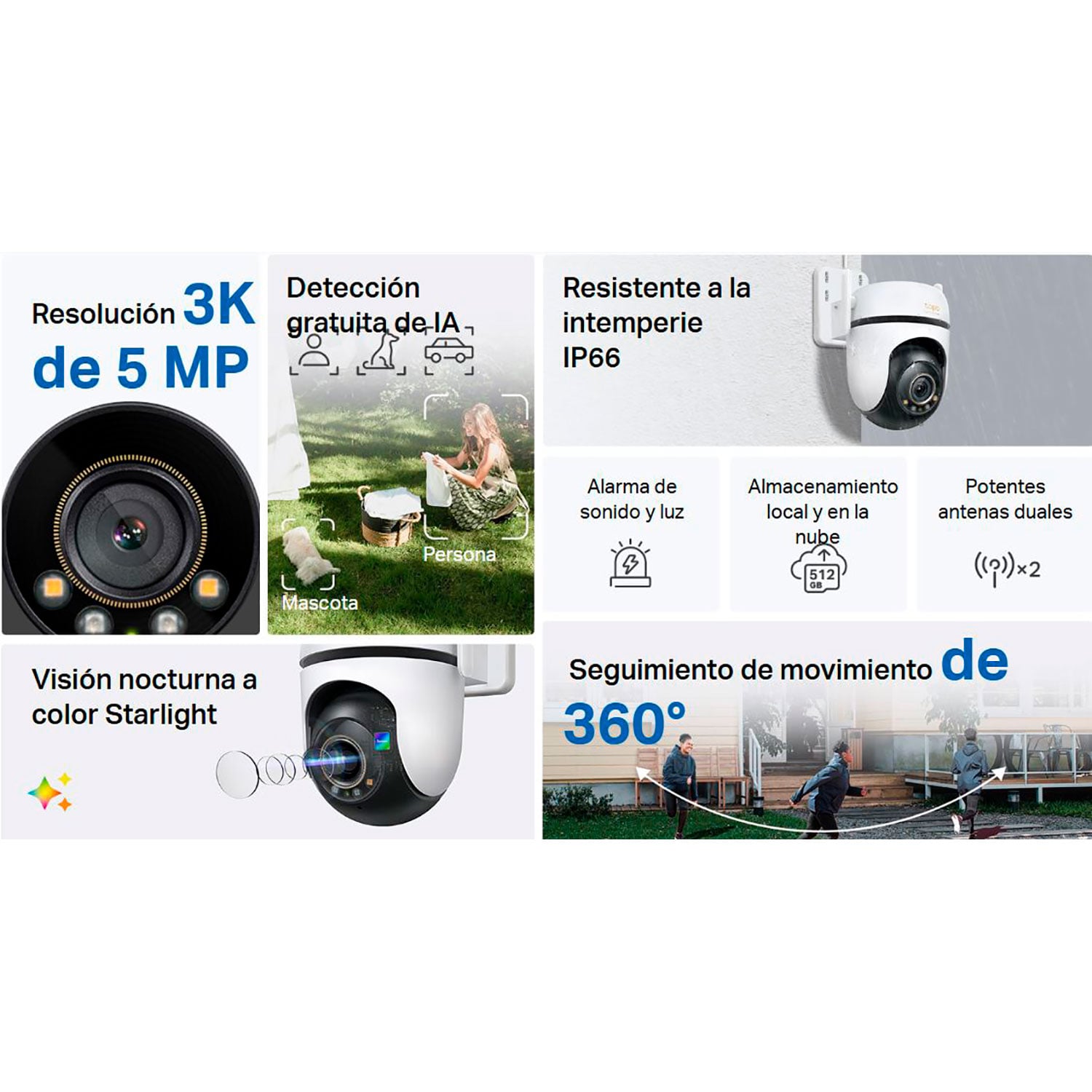 TP LINK - CÁMARA SEGURIDAD TAPO C530WS 3K 5MP AUDIO DOBLE VÍA VISION STARLIGHT - 2