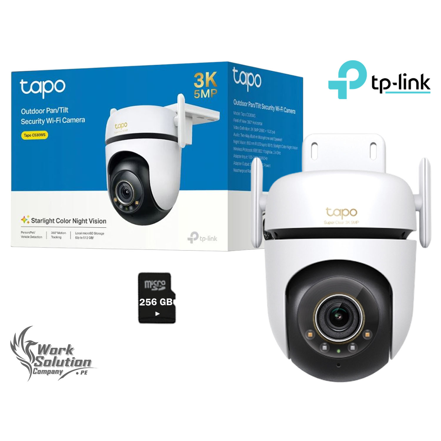 TP LINK - CÁMARA SEGURIDAD TAPO C530WS 3K AUDIO DOBLE VÍA VISION STARLIGHT 256GB - 1