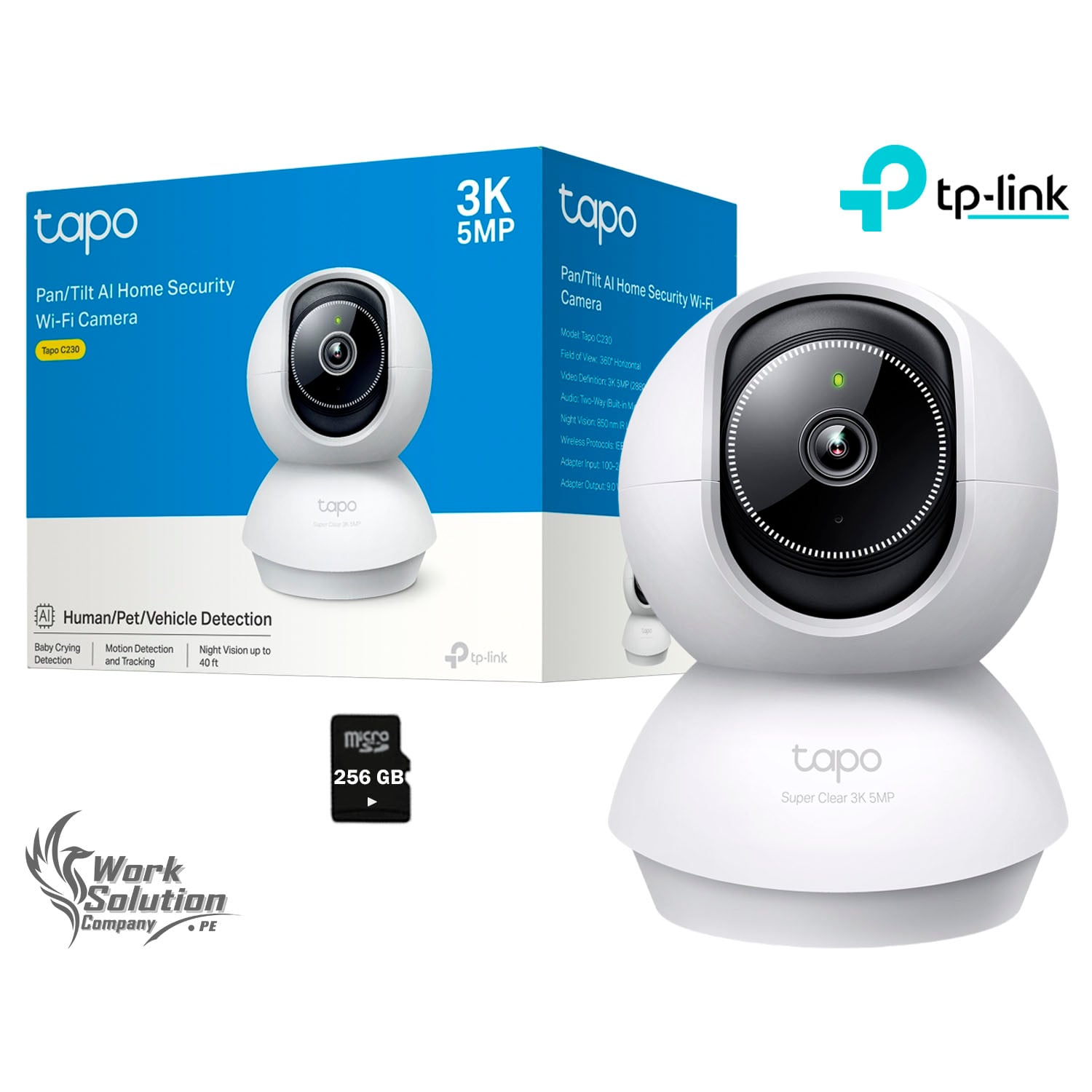 TP LINK - CÁMARA SEGURIDAD TAPO C230 3K AUDIO BIDIRECCIONAL DETECCIÓN IA 256GB - 1