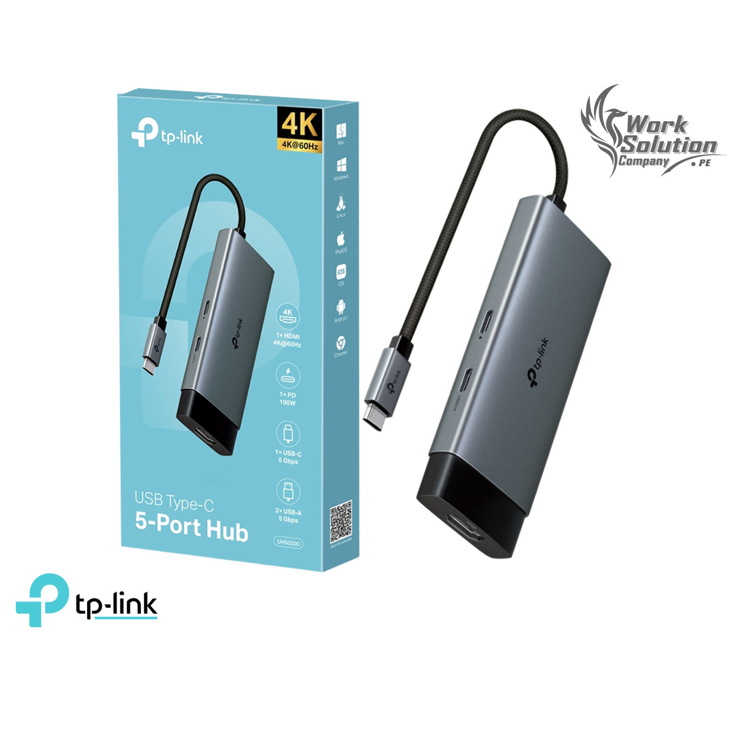 TP-LINK UH5020C ADAPTADOR HUB USB TIPO-C 5 PUERTOS EN 1 - 1