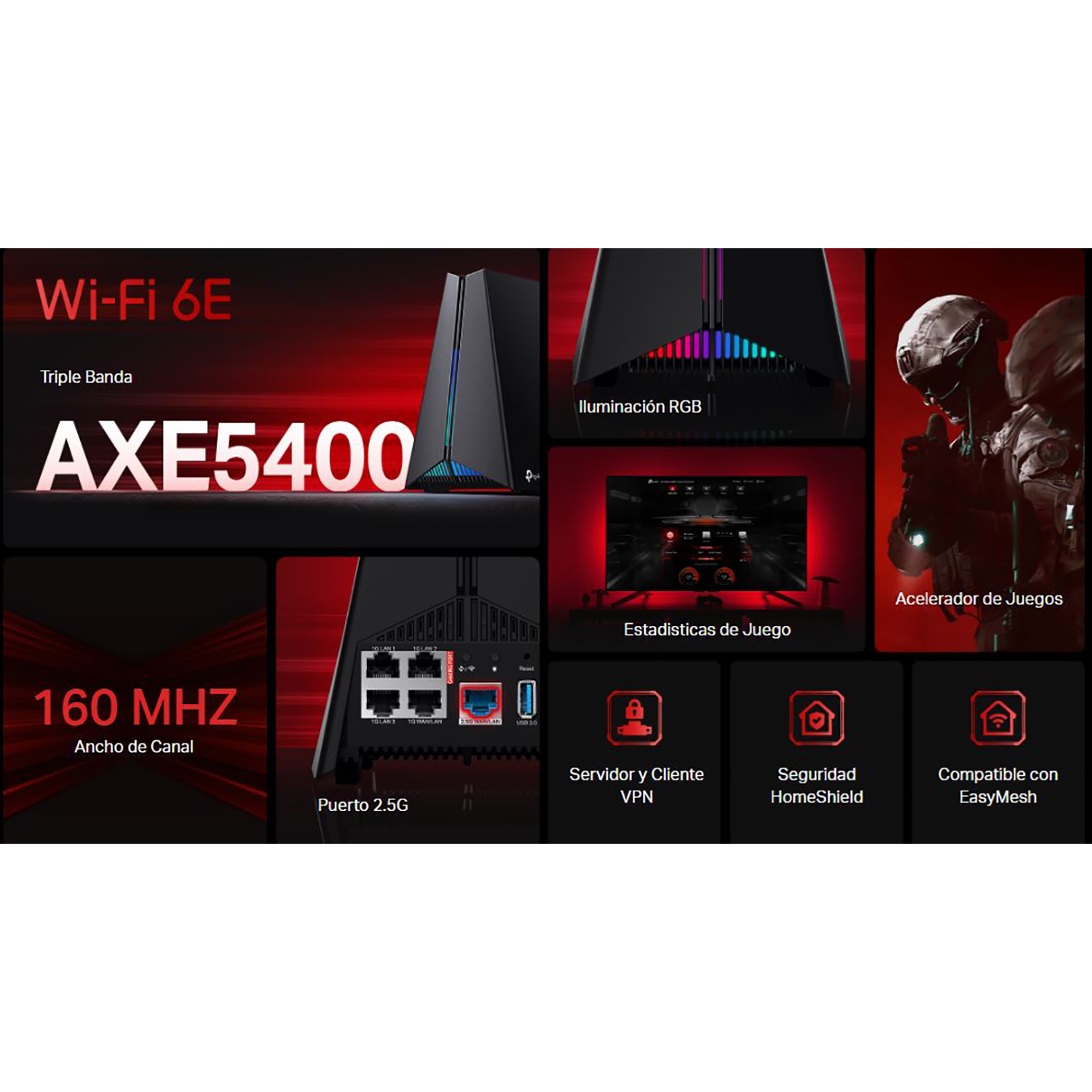 TP-LINK ROUTER ARCHER GXE75 GAMING TRI-BAND WI-FI 6E AXE5400 EASYMESH - 2