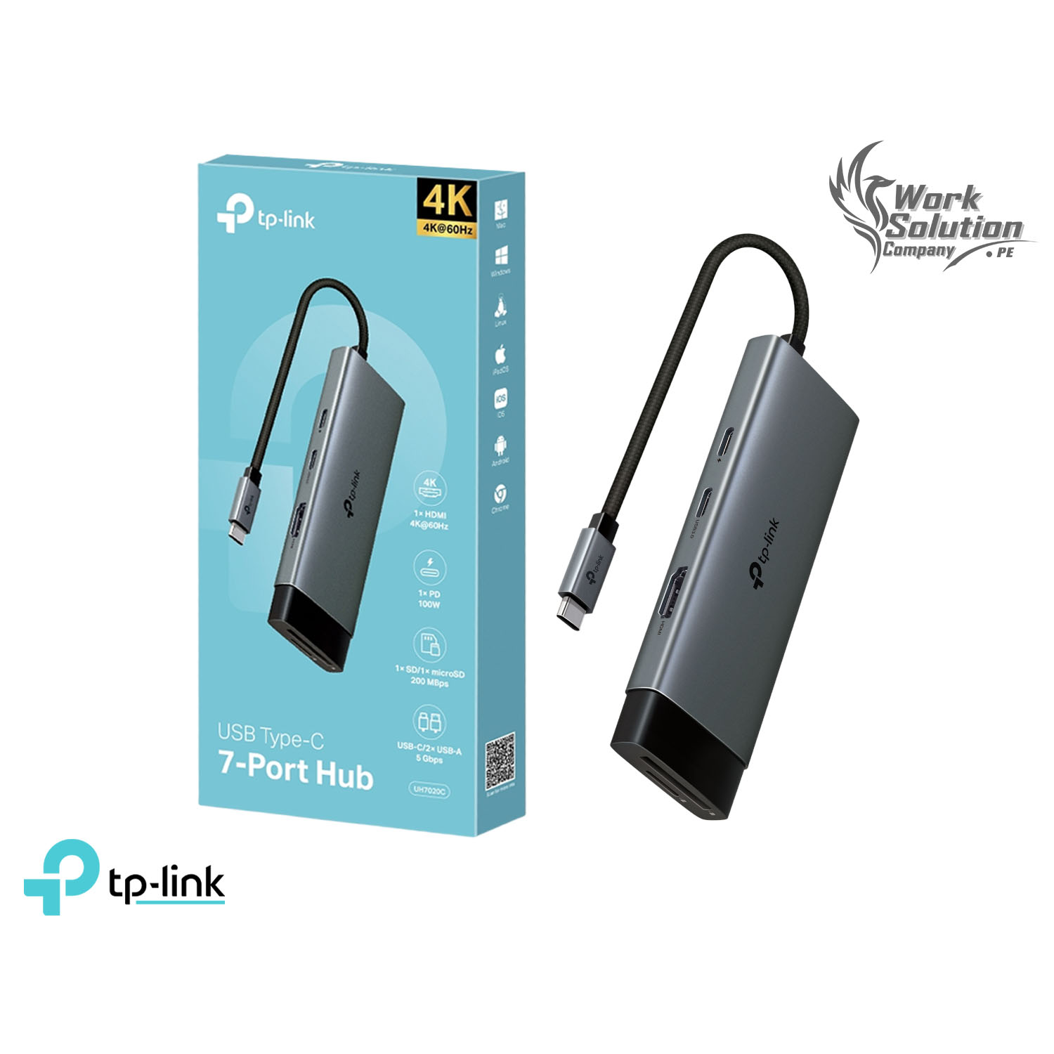 TP-LINK UH7020C ADAPTADOR HUB USB TIPO C 7 PUERTOS EN 1 - 1