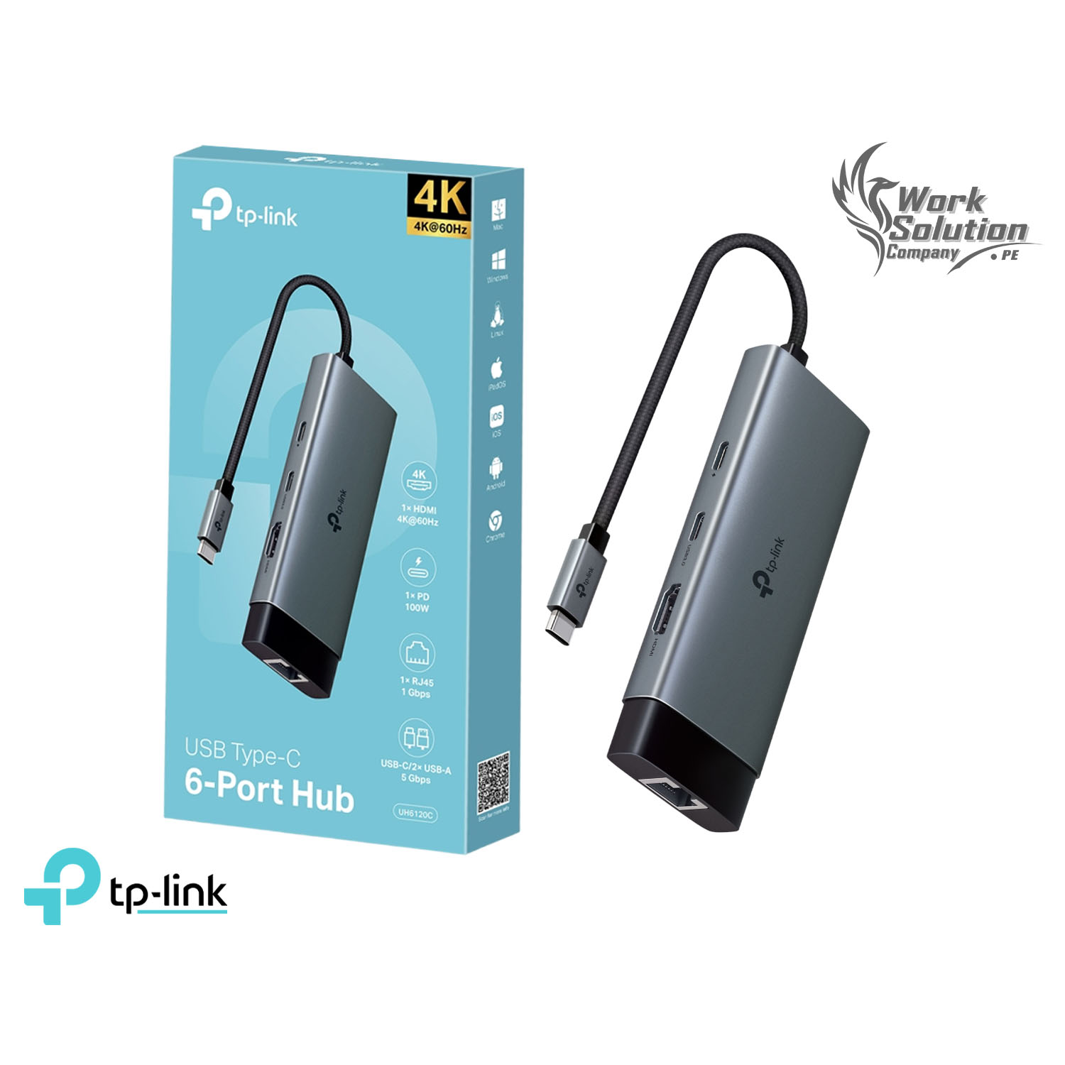 TP-LINK UH6120C ADAPTADOR HUB USB TIPO C  6 PUERTOS EN 1 - 1