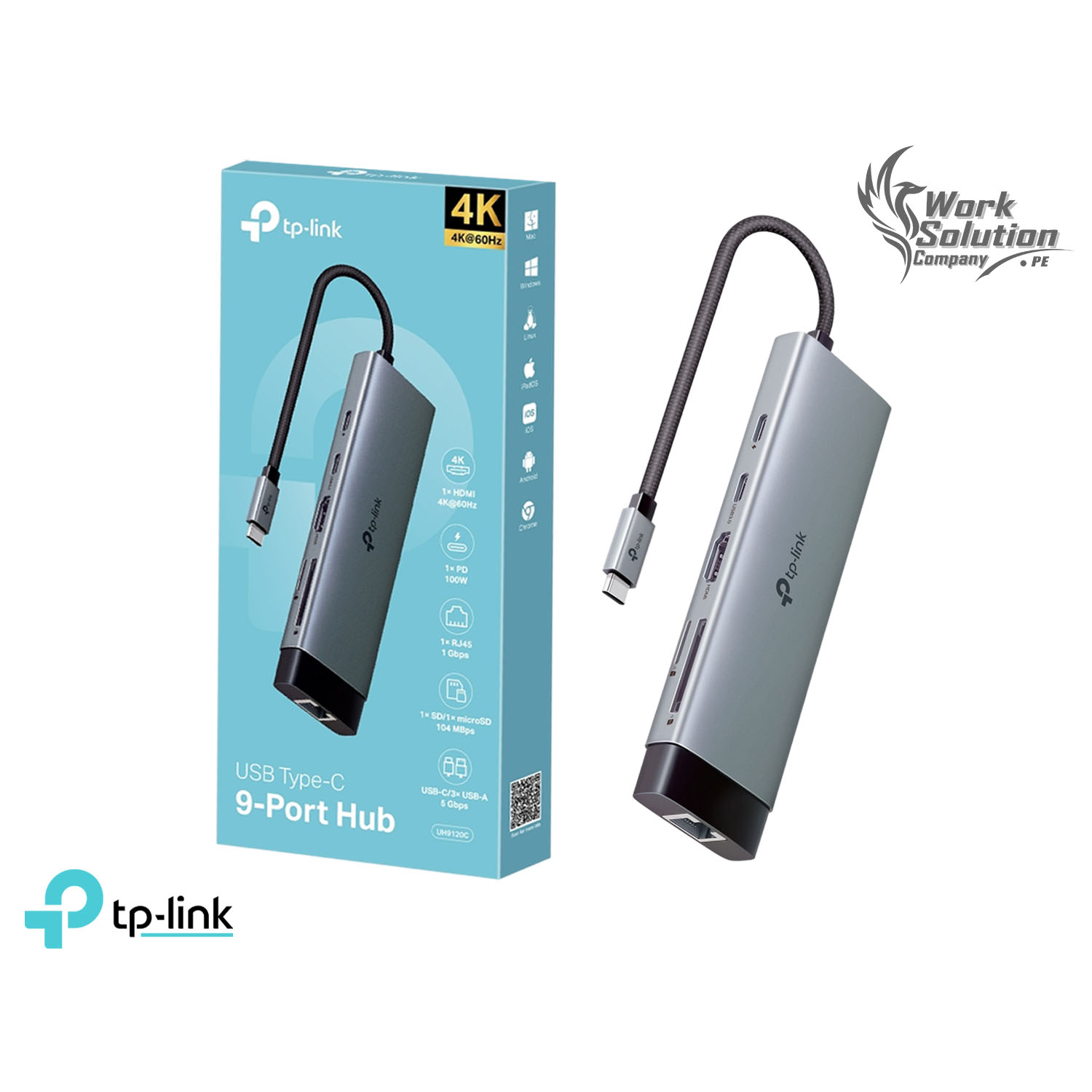 TP-LINK UH9120C ADAPTADOR HUB USB TIPO C 9 PUERTOS EN 1 - 1