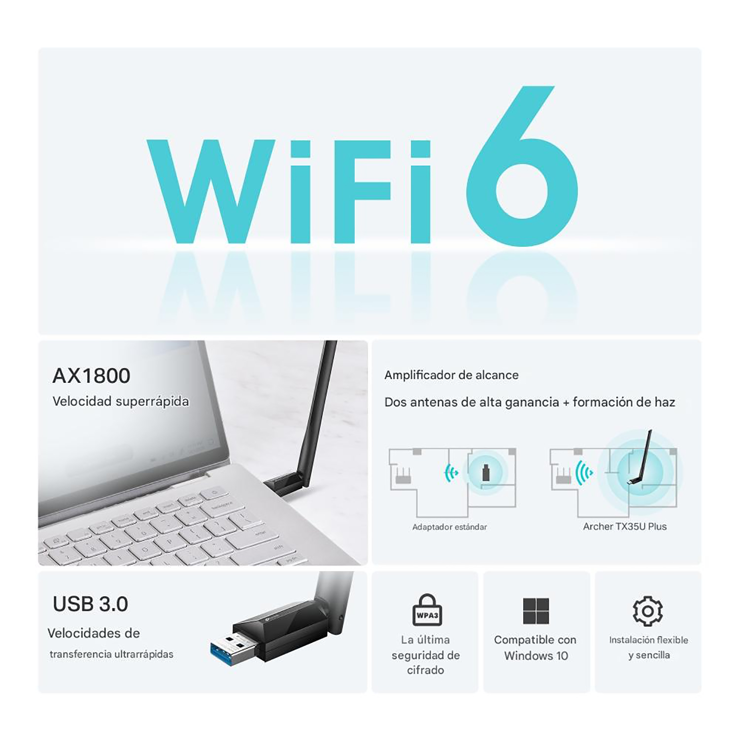 TP-LINK TX35U PLUS AX1800 WI-FI 7 ADAPTADOR USB INALÁMBRICO DOBLE BANDA - 2