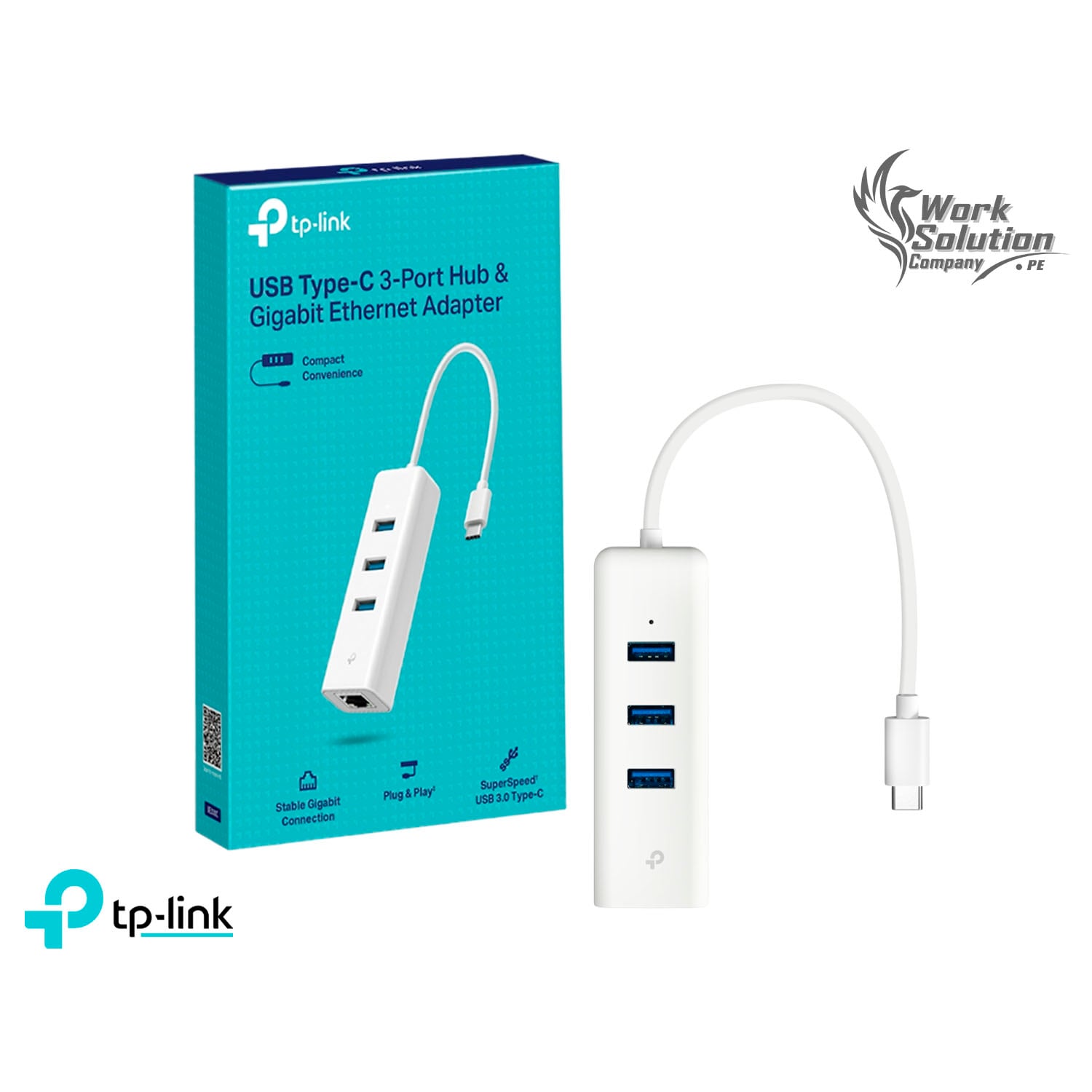 TP-LINK UE330C ADAPTADOR USB TIPO C A HUB 3 PUERTOS Y GIGABIT ETHERNET - 1