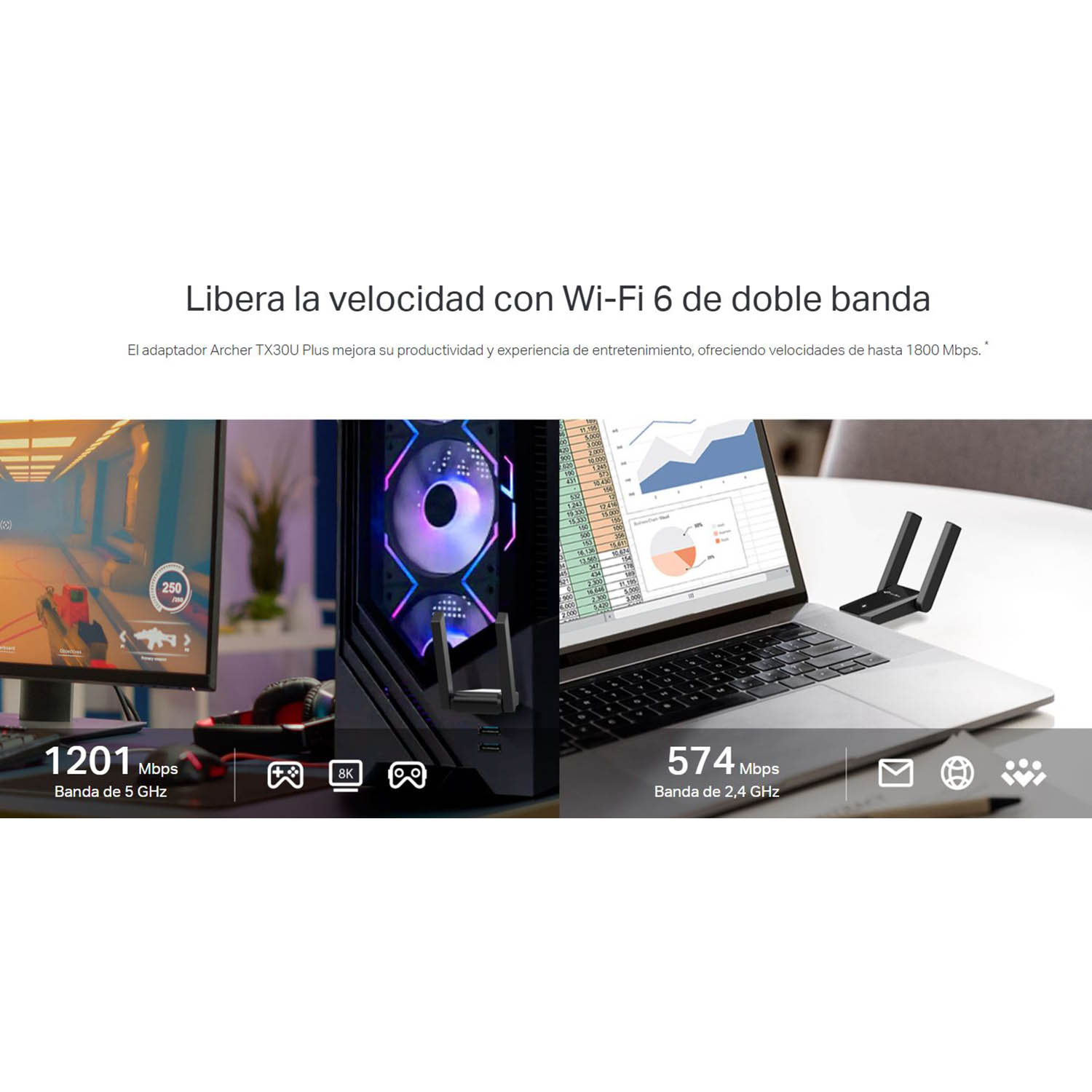 TP-LINK ARCHER TX30U PLUS ADAPTADOR USB INALÁMBRICO AX1800 DOBLE ANTENA - 3