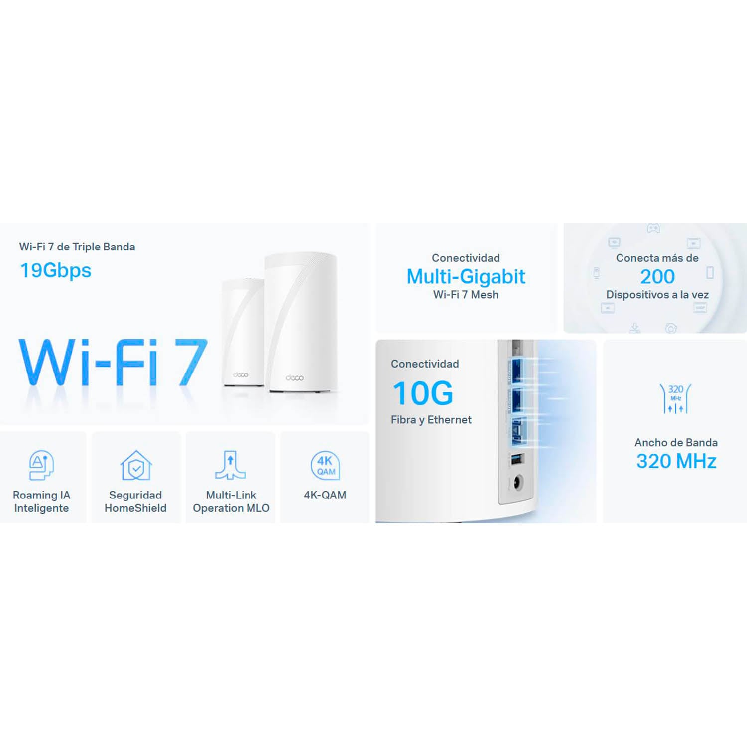 TP-LINK DECO BE85(2-PACK) SISTEMA WI-FI 7 MESH BE19000 DE TRIPLE BANDA - 2