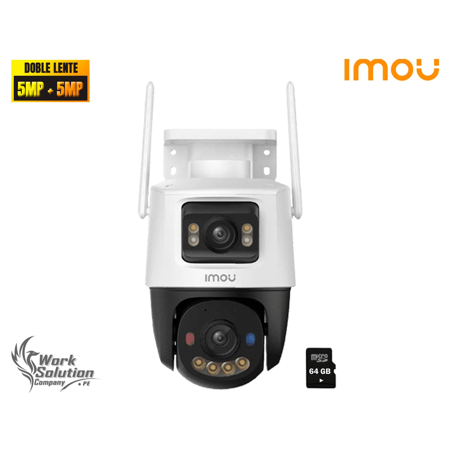 IMOU - CÁMARA CRUISER DUAL 2 5MP + 5MP FULL COLOR DISUASIÓN ACTIVA 64GB - 1