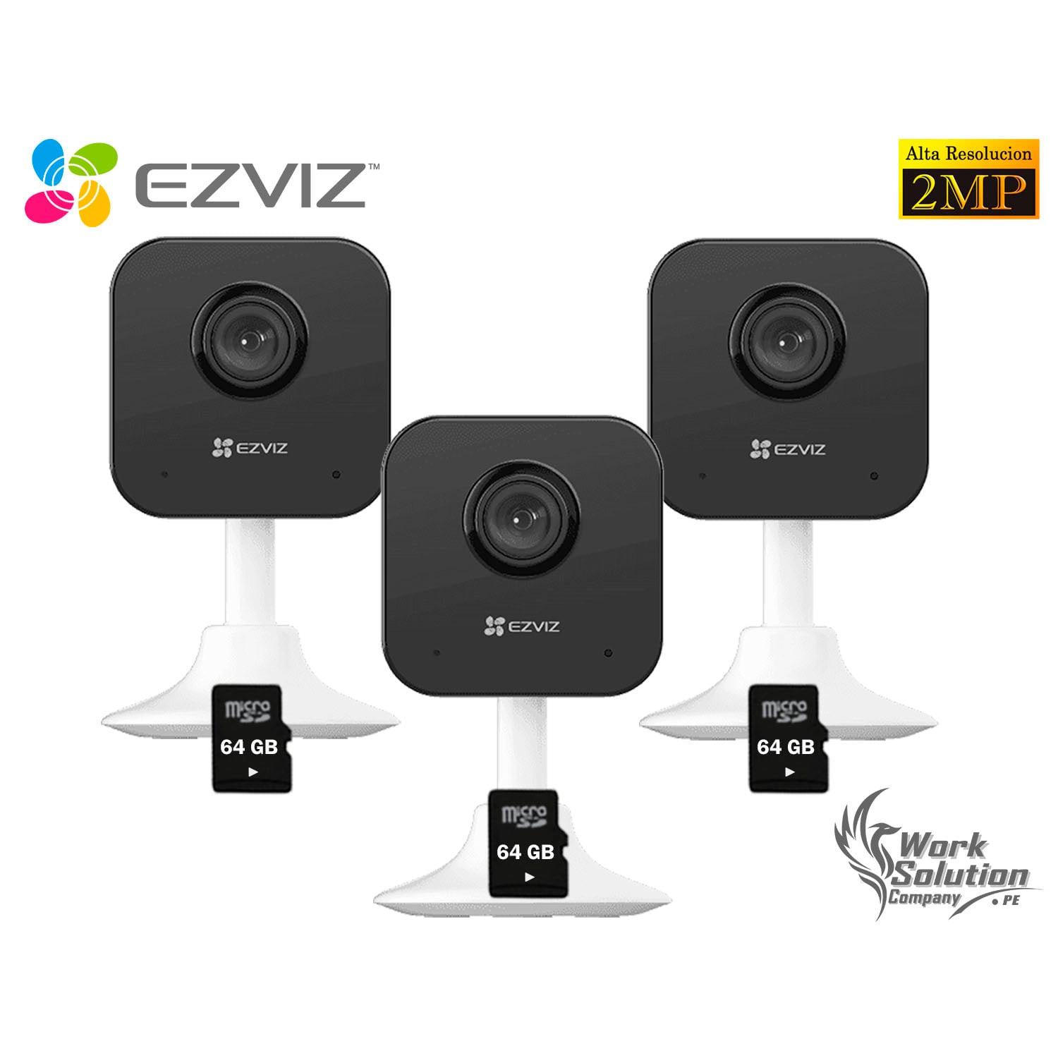 KIT 3 CÁMARA SEGURIDAD EZVIZ H1C FULL HD VISIÓN 108 AUDIO BIDIRECCIONAL DETECCIÓN MOVIMIENTO 64GB - 1