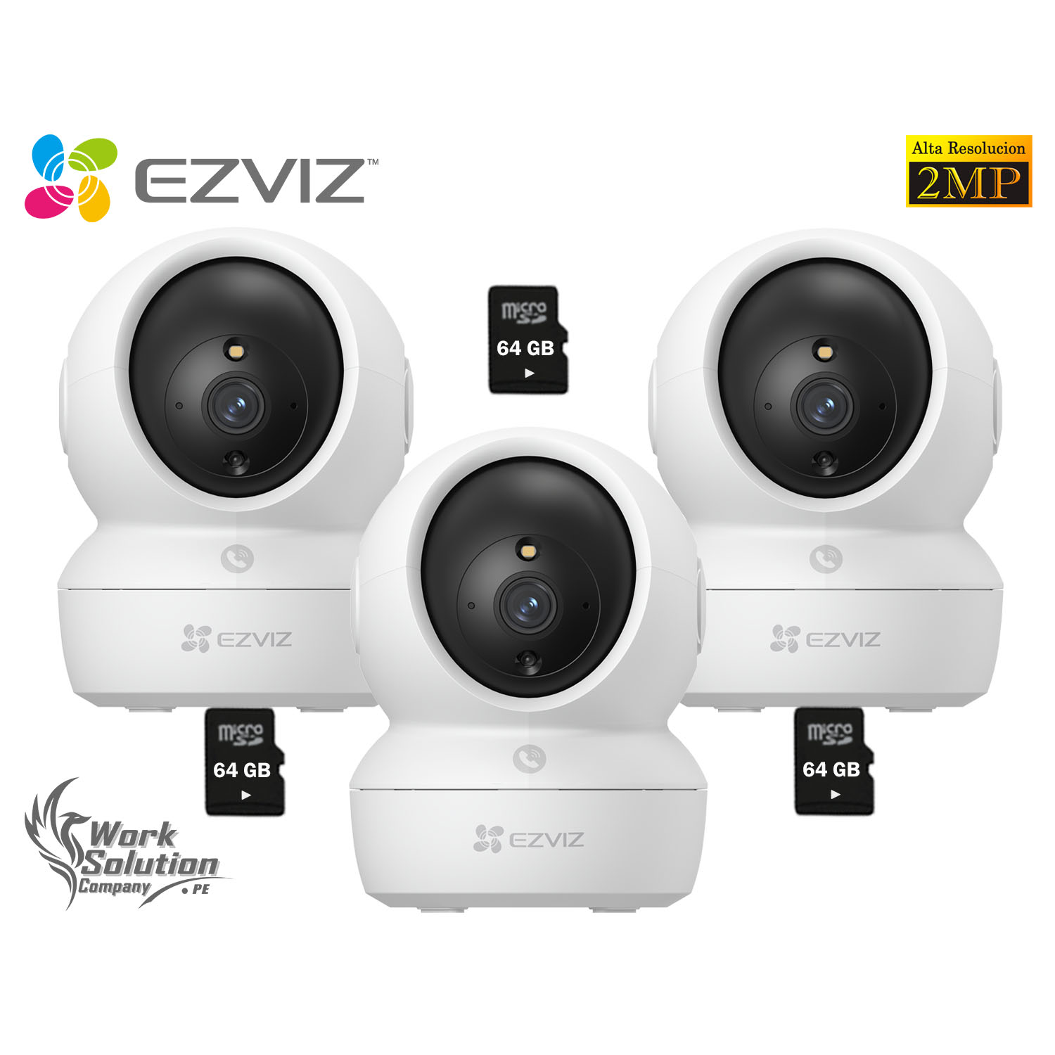 KIT 3 CÁMARA SEGURIDAD EZVIZ H6C PRO FULL HD 2MP AUDIO BIDIRECCIONAL BOTÓN LLAMADA DETECCIÓN PERSONAS 64GB - 1