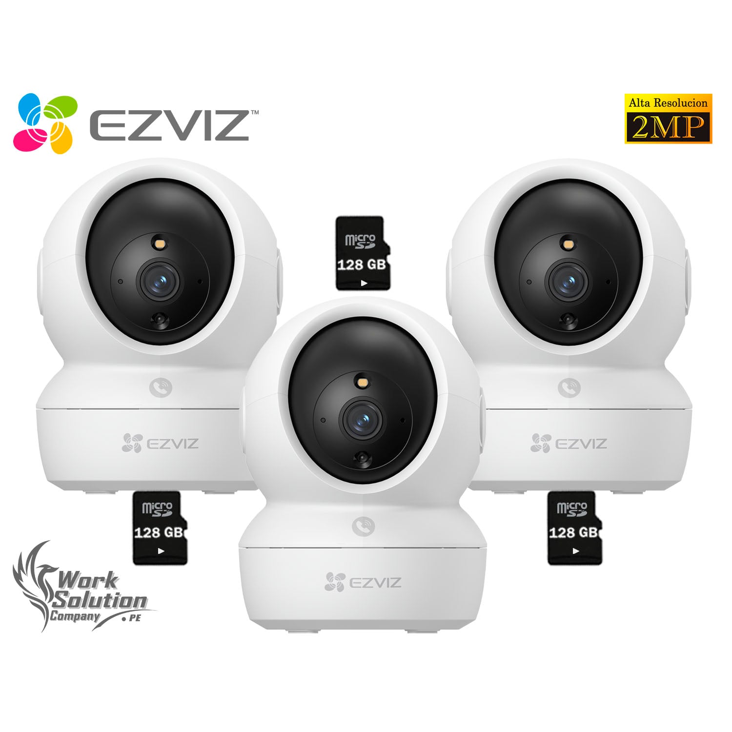 KIT 3 CÁMARA SEGURIDAD EZVIZ H6C PRO FULL HD 2MP AUDIO BIDIRECCIONAL BOTÓN LLAMADA DETECCIÓN PERSONAS 128GB - 1