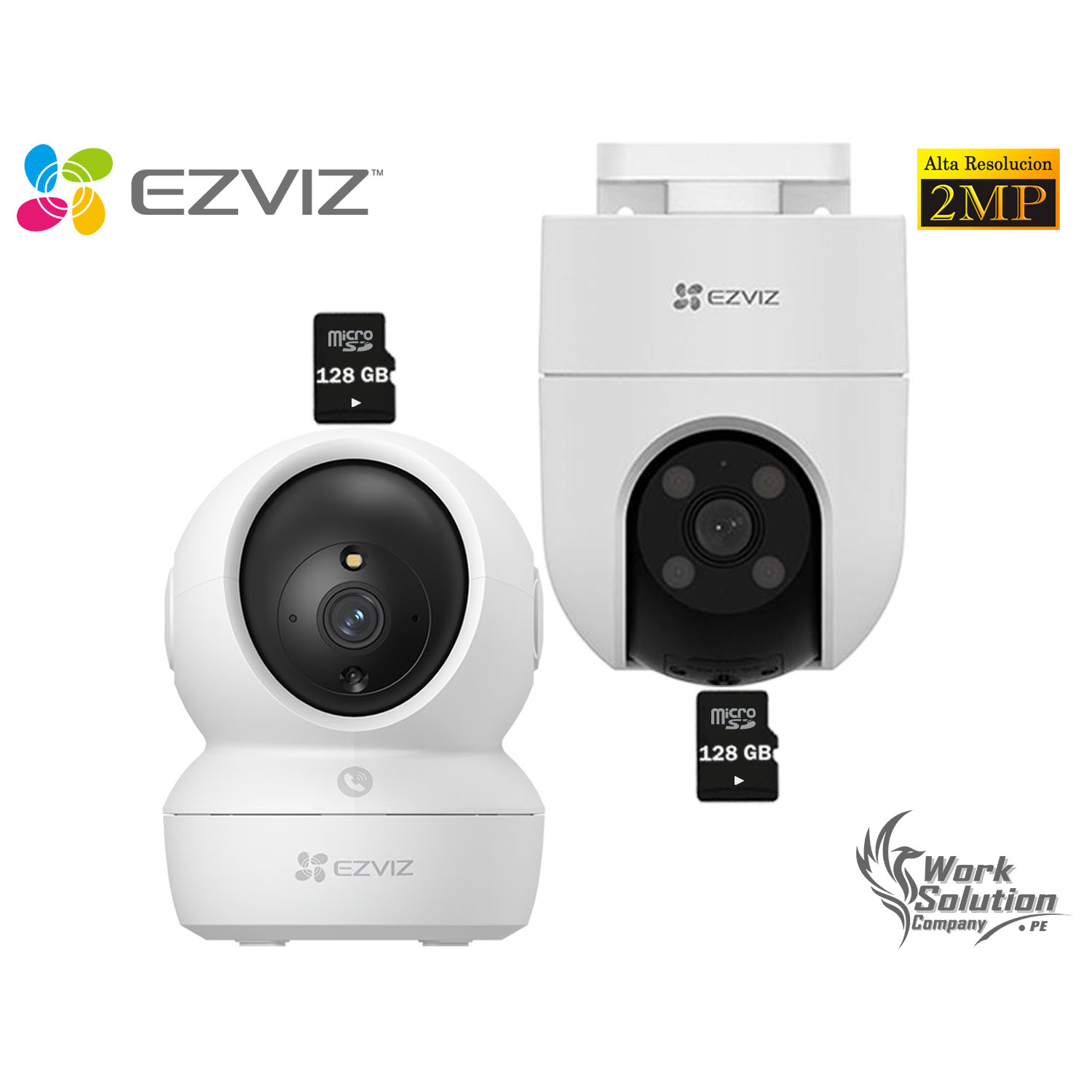 KIT CÁMARA SEGURIDAD EZVIZ H6C + H8C FULL HD AUDIO BIDIRECCIONAL NOCHE COLOR DETECCIÓN PERSONAS 128GB - 1