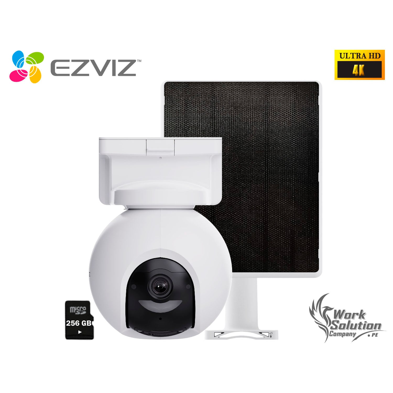 CÁMARA SEGURIDAD EZVIZ CB8 PRO 4K + PANEL SOLAR KIT 360 AUDIO DOBLE VÍA DETECCIÓN IA VEHICULAR BATERÍA 256GB - 1