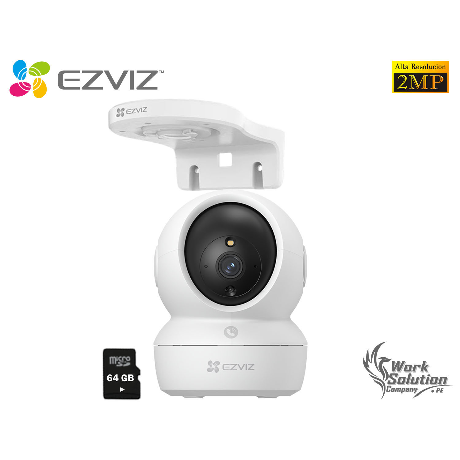 CÁMARA SEGURIDAD EZVIZ H6C PRO FULL HD AUDIO BIDIRECCIONAL BOTÓN LLAMADA + SOPORTE PARED 64GB - 1