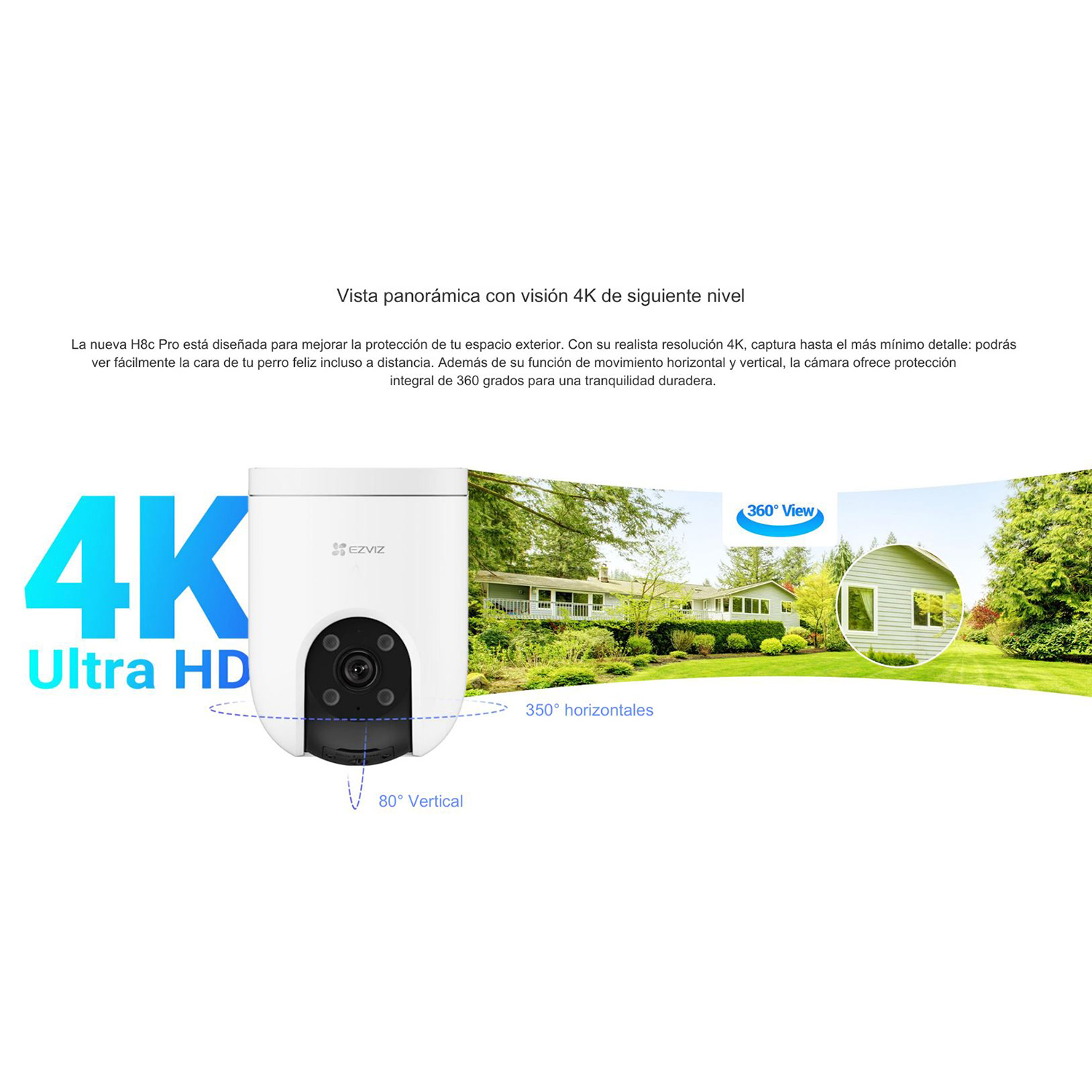 CÁMARA SEGURIDAD EZVIZ H8C PRO 4K 360 AUDIO DOBLE VÍA VISIÓN NOCHE DETECCIÓN IA VEHICULAR SIRENA 128GB - 3
