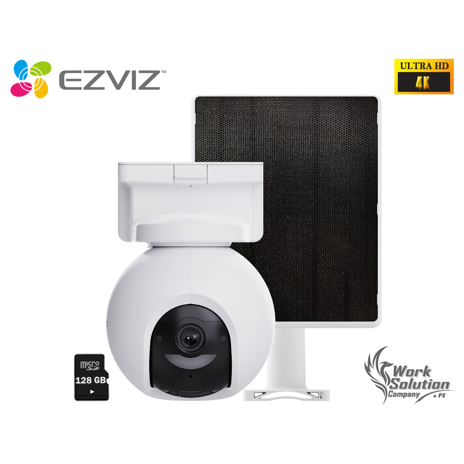 CÁMARA SEGURIDAD EZVIZ CB8 PRO 4K + PANEL SOLAR KIT 360 AUDIO DOBLE VÍA DETECCIÓN IA VEHICULAR BATERÍA 128GB - 1