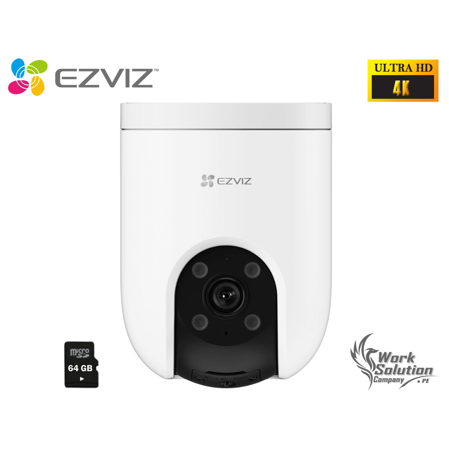CÁMARA SEGURIDAD EZVIZ H8C PRO 4K 360 AUDIO DOBLE VÍA VISIÓN NOCHE DETECCIÓN IA VEHICULAR SIRENA 64GB - 1