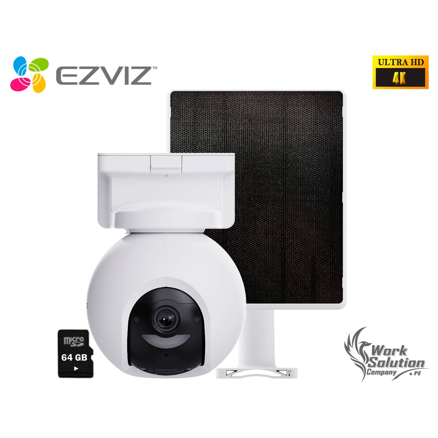 CÁMARA SEGURIDAD EZVIZ CB8 PRO 4K + PANEL SOLAR KIT 360 AUDIO DOBLE VÍA DETECCIÓN IA VEHICULAR BATERÍA 64GB - 1