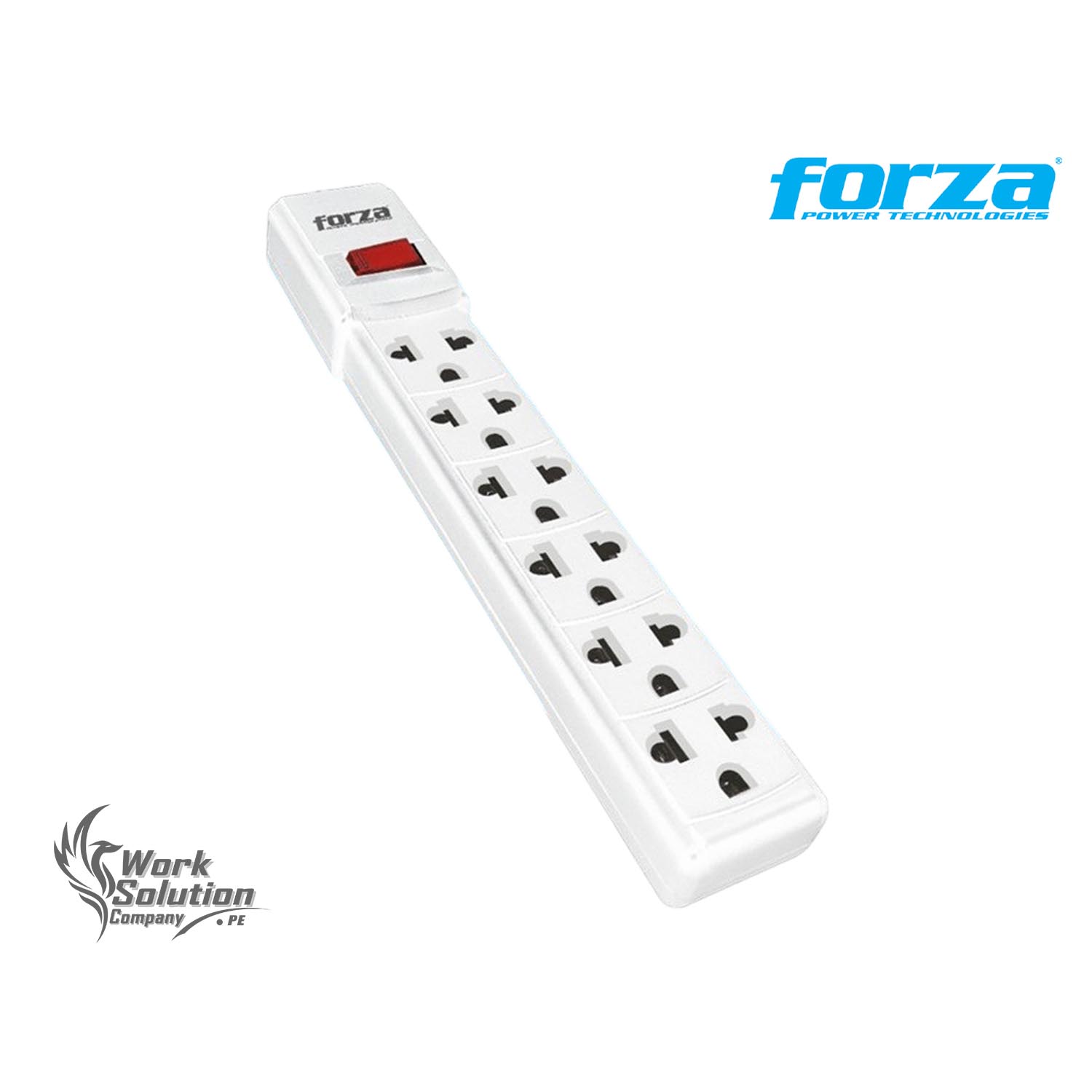 FORZA - REGLETA PS-001W 6 SALIDAS 2200W BLANCO CABLE 90CM - 1