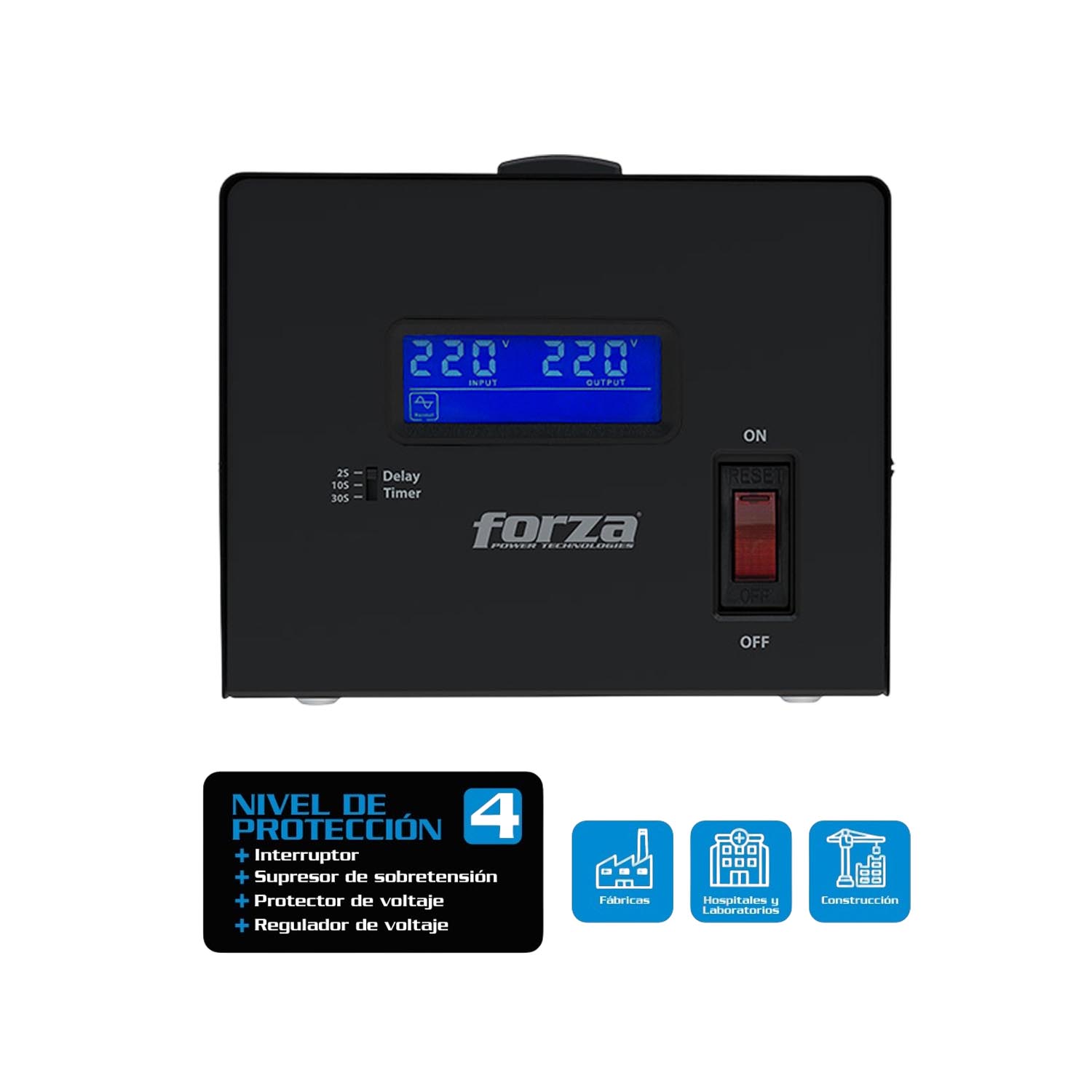 FORZA - REGULADOR AUTOMÁTICO DE VOLTAJE FVR-6002 6000VA/3000W 3 SALIDAS - 2