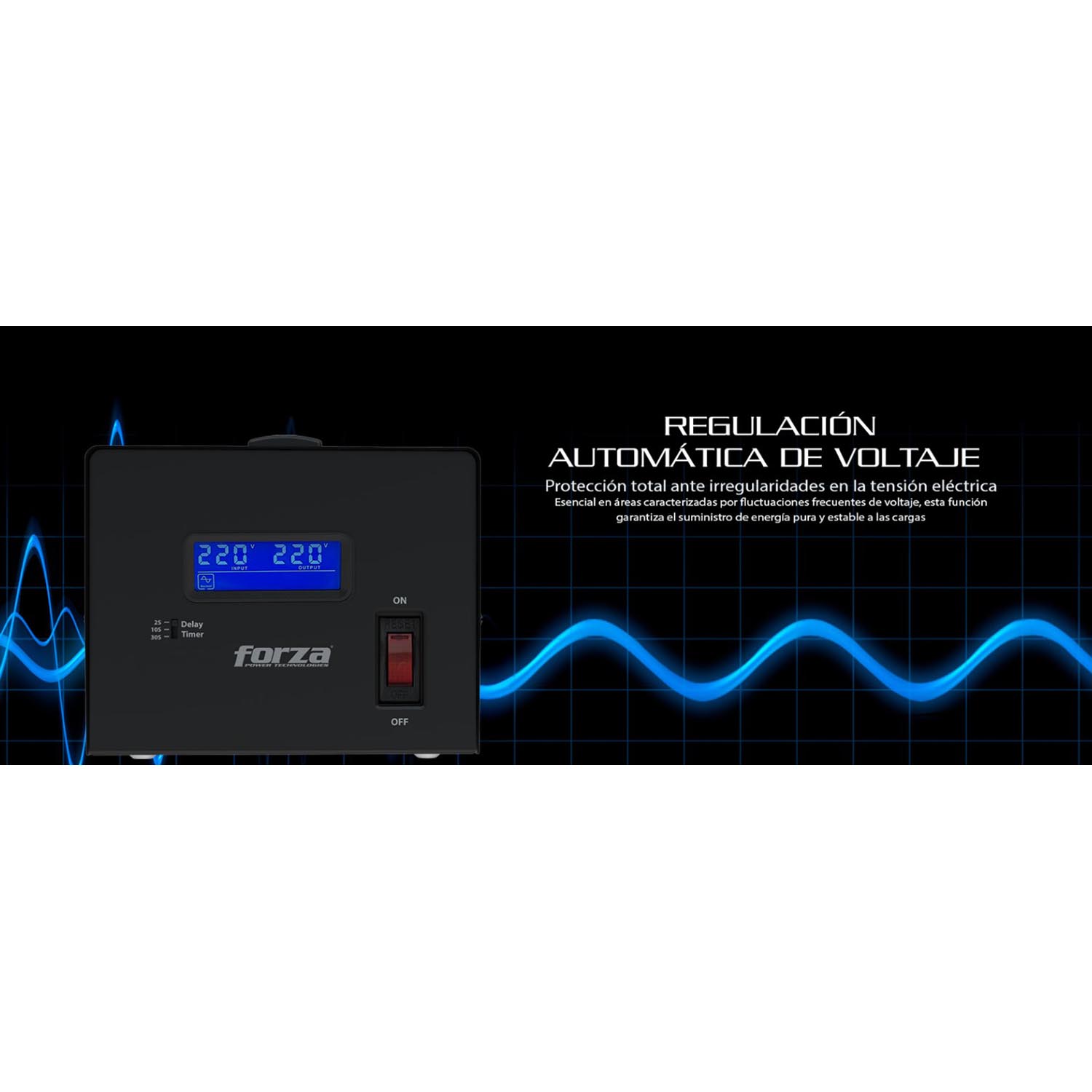 FORZA - REGULADOR AUTOMÁTICO DE VOLTAJE FVR-6002 6000VA/3000W 3 SALIDAS - 3