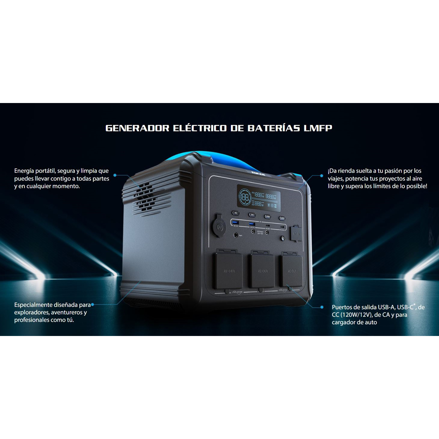 FORZA - GENERADOR ELÉCTRICO TITAN FPP-T1202 PORTÁTIL 10PUERTO 1200W LMFP - 5