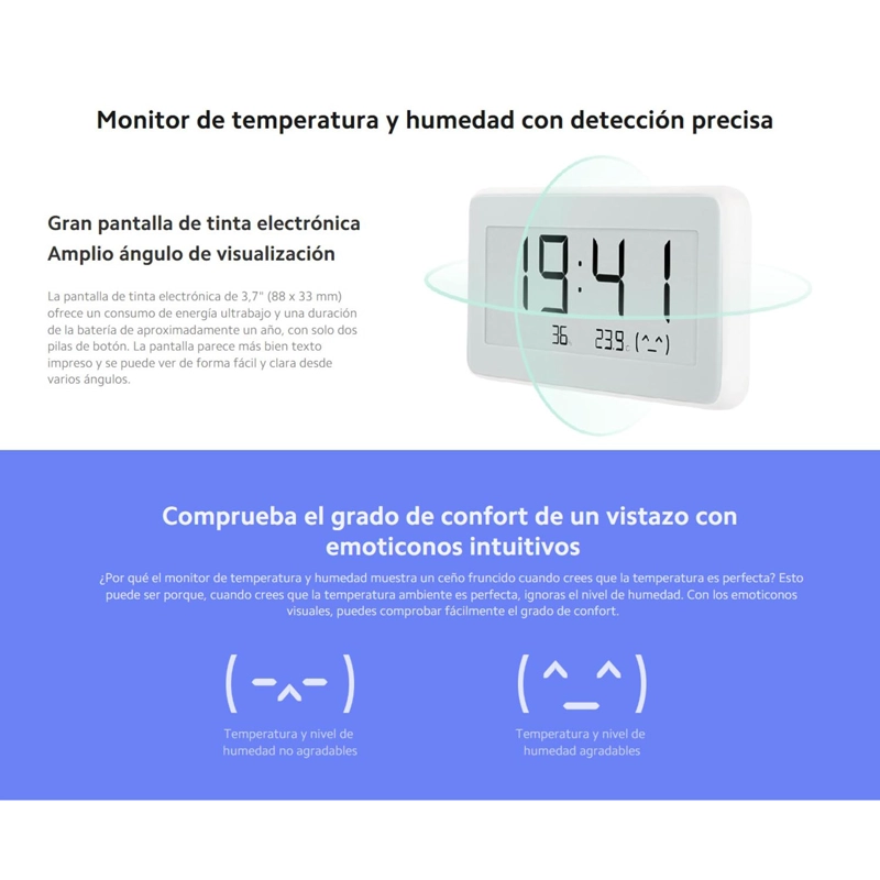 SENSOR SMART TEMPERATURA Y HUMEDAD XIAOMI MONITOR CLOCK RELOJ DIGITAL - 3