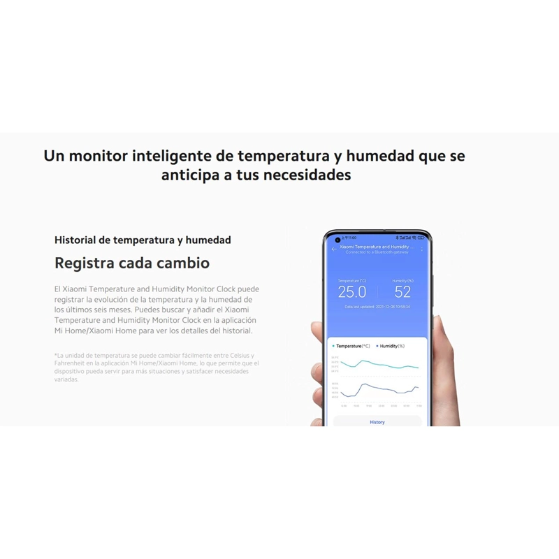 SENSOR SMART TEMPERATURA Y HUMEDAD XIAOMI MONITOR CLOCK RELOJ DIGITAL - 4