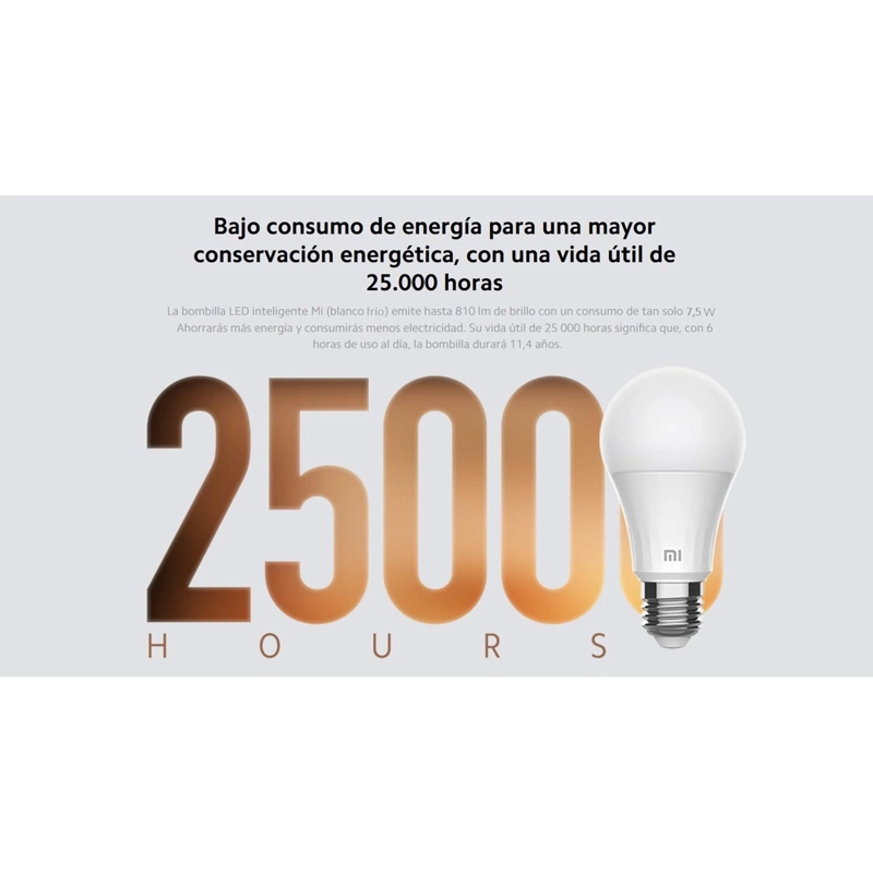 FOCO INTELIGENTE XIAOMI LED BLANCA FRÍA 6500 K 810 LM CONTROL VOZ APP - 5