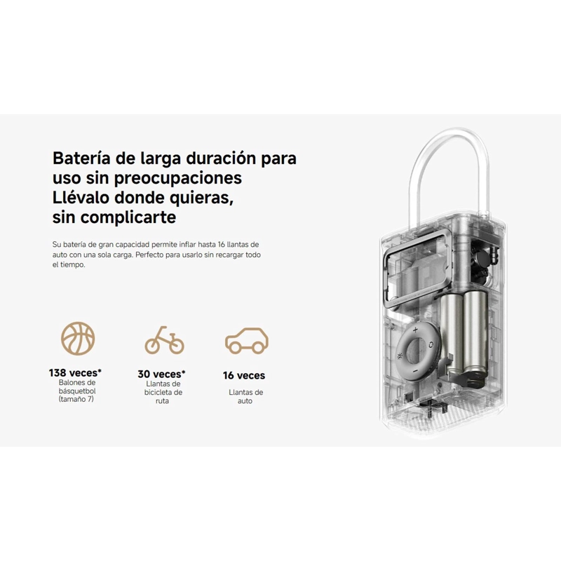 COMPRESOR DE AIRE XIAOMI 2 PRO INFLADO 45SEG PRESIÓN 150PSI LUZ LED EMERGENCIA - 5