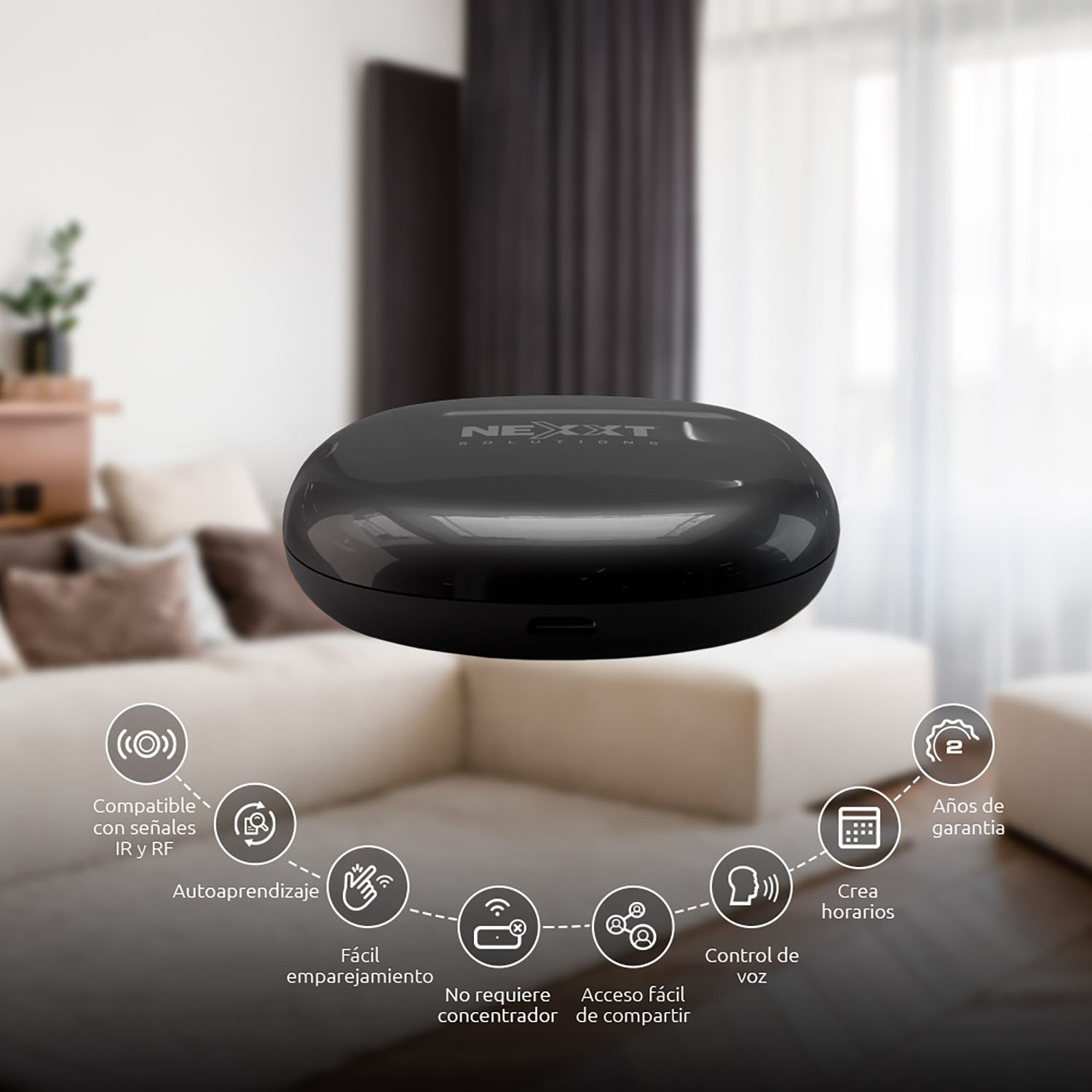 CONTROL UNIVERSAL INTELIGENTE NEXXT NHA-I610 COMPATIBLE IR+RF CONTROL VOZ - 2