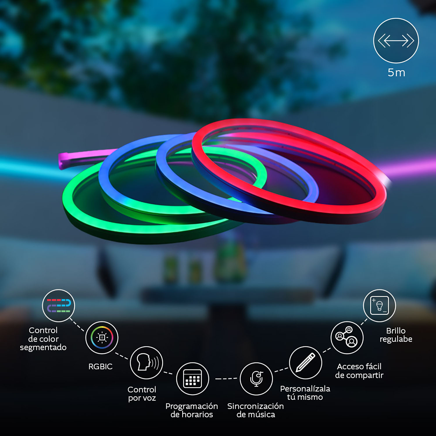CINTA LUZ NEÓN LED NEXXT NHB-S616 SMART RGBIC BRILLO REGULABLE CONTROL DE COLOR IP65 - 2