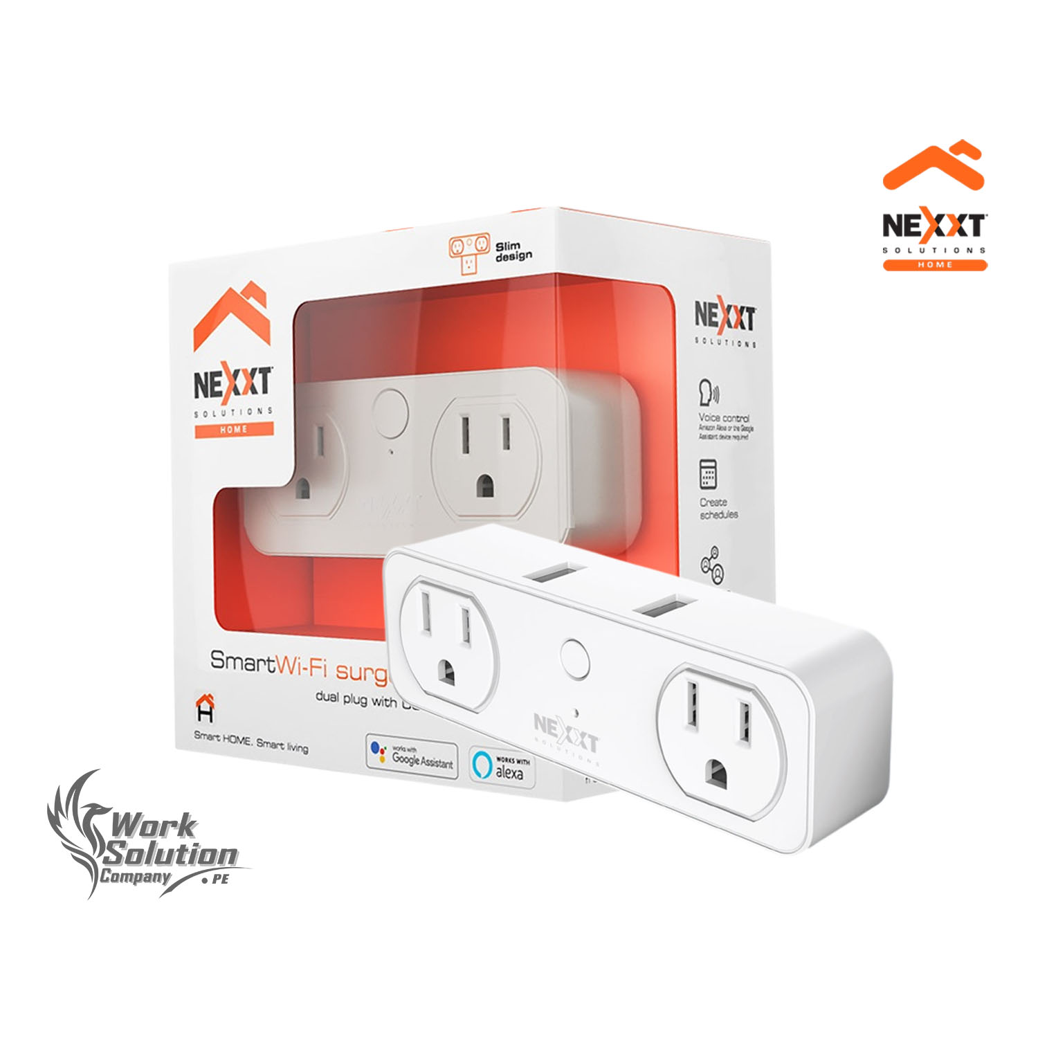 ENCHUFE INTELIGENTE NEXXT NHP-D610 2 SALIDAS NEMA 5-15R 2 USB CONTROL VOZ - 1