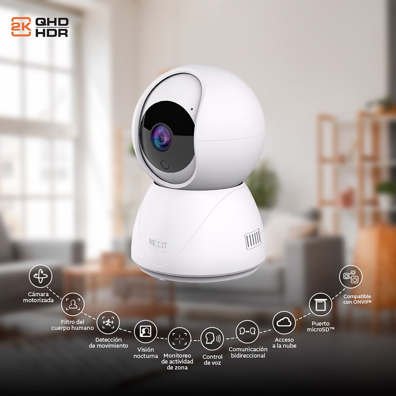 CÁMARA SEGURIDAD NEXXT NHC-IP11 2K 3MP CAPACIDAD 128GB AUDIO BIDIRECCIONAL DETECCIÓN SONIDO MOVIMIENTO - 2