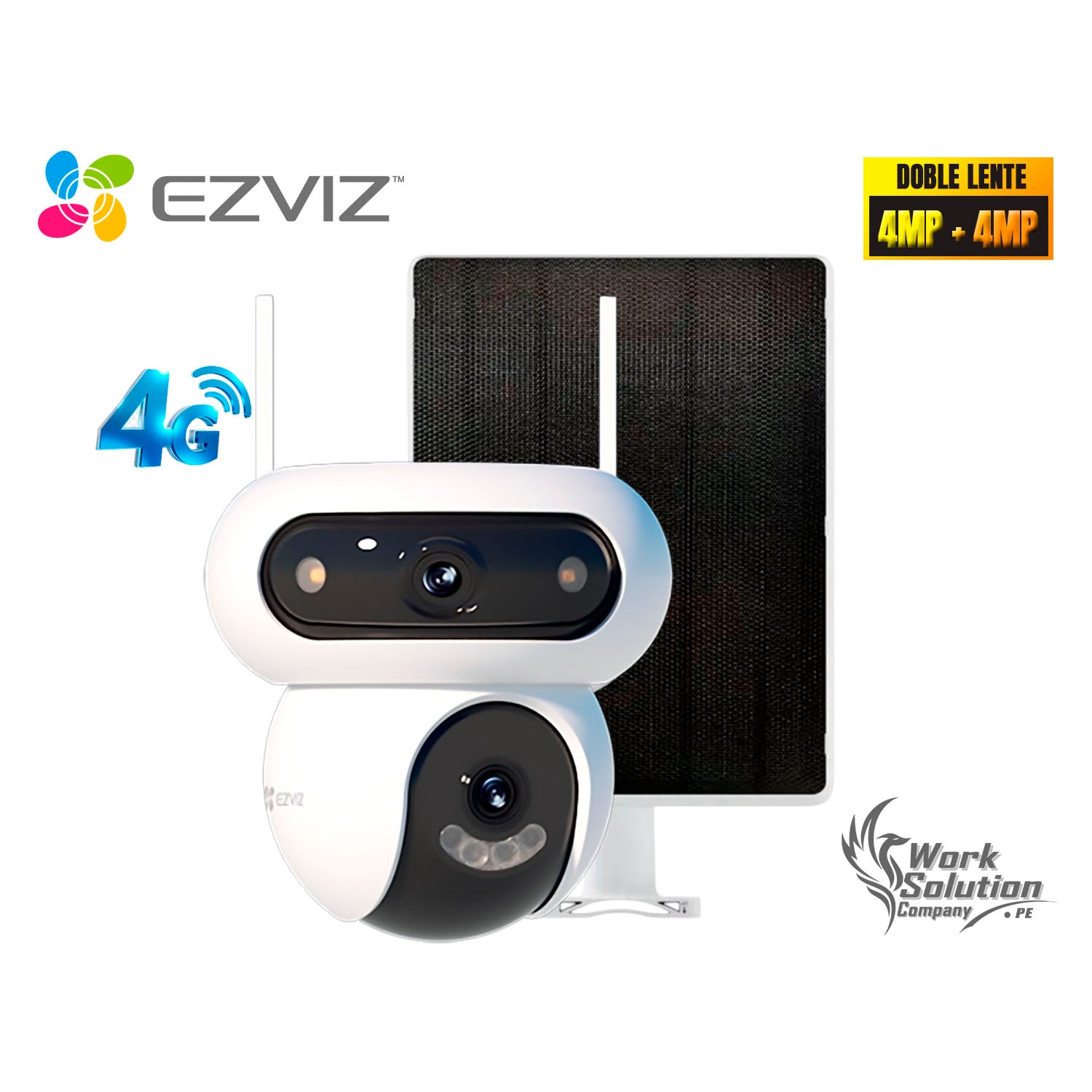 CÁMARA SEGURIDAD EZVIZ HB90X DUAL 4G KIT 4MP + 4MP CAPACIDAD 256GB DOBLE LENTE DETECCIÓN IA BATERÍA PANEL SOLAR - 1