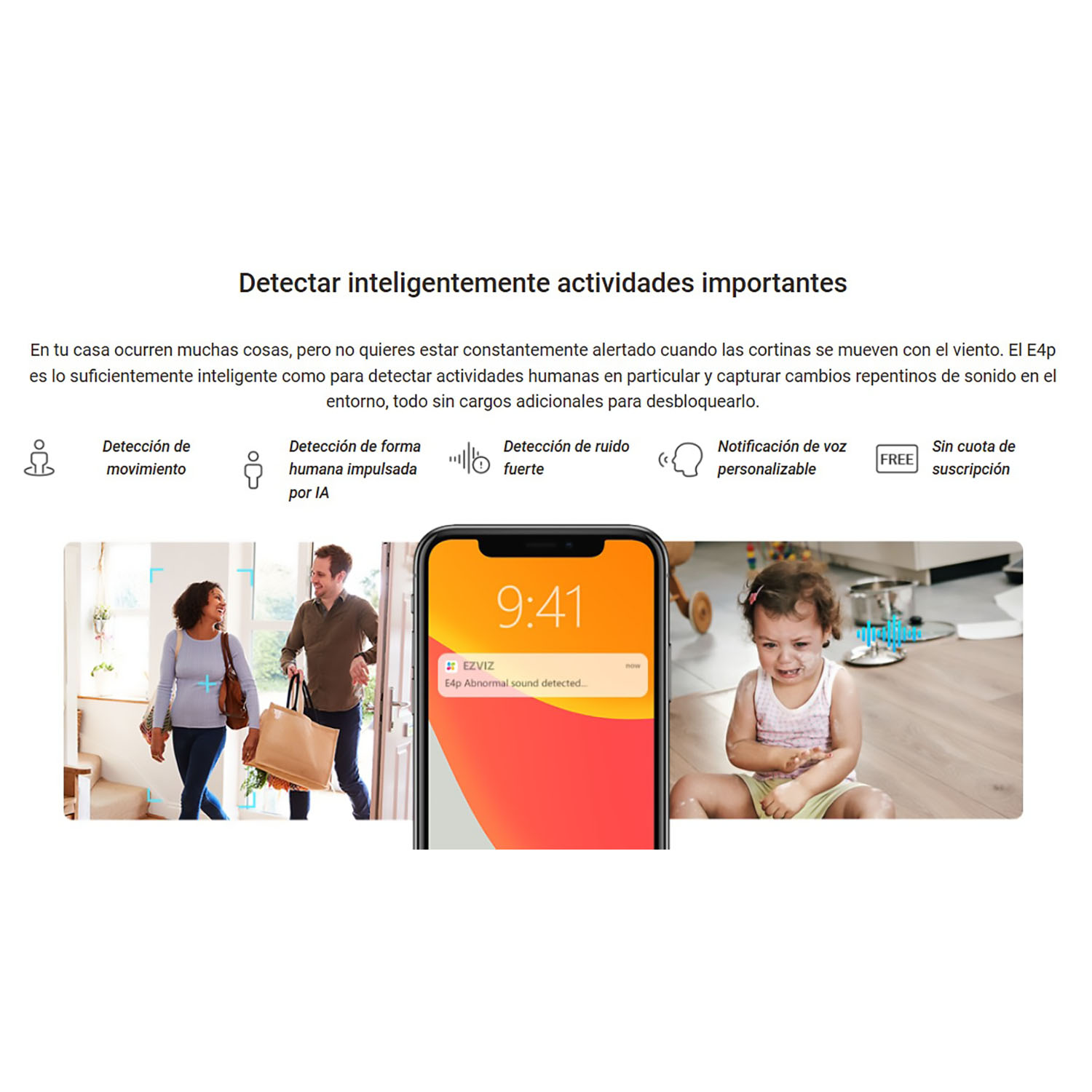 CÁMARA SEGURIDAD OJO DE PEZ EZVIZ E4P 3K+ CAPACIDAD 256GB DETECCIÓN IA HUMANA VISIÓN 360 AUDIO BIDIRECCIONAL - 3