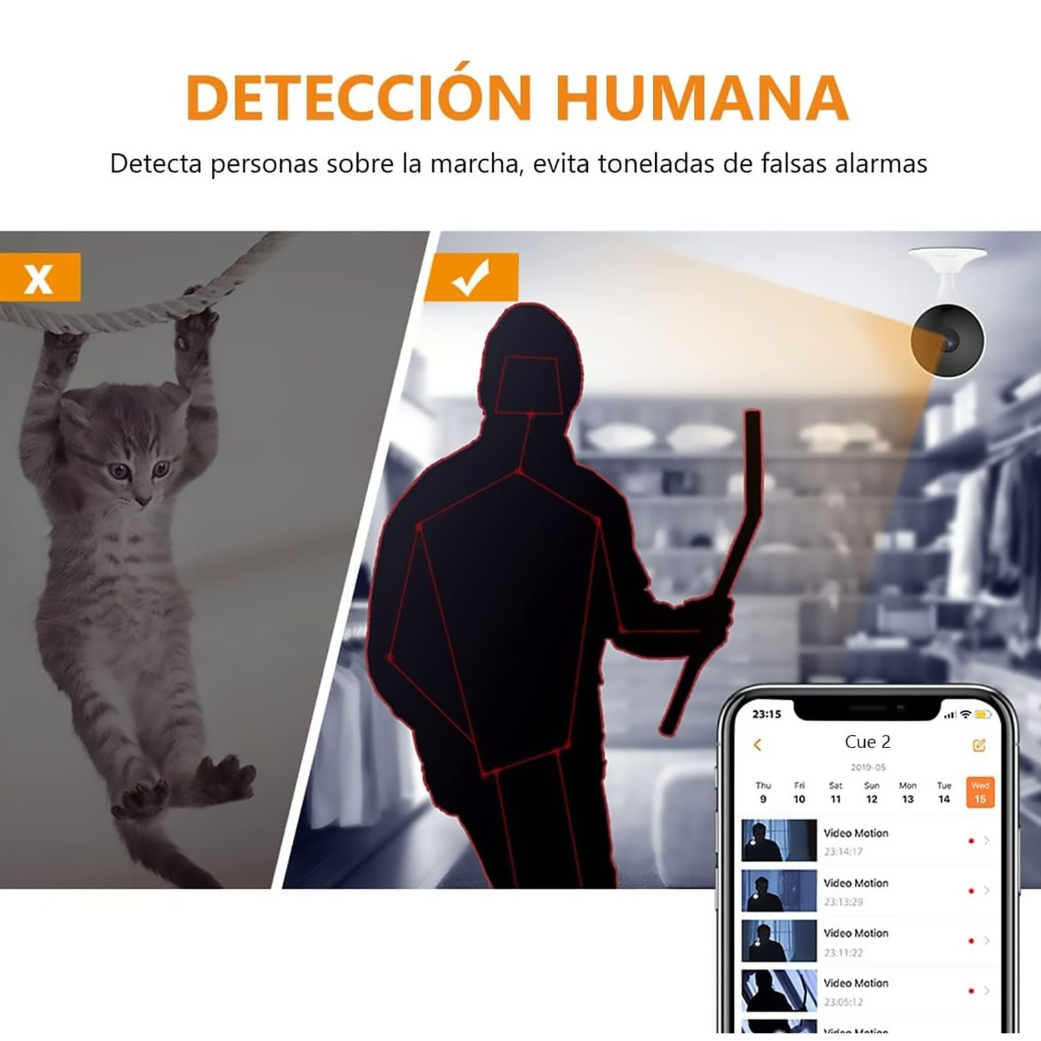 CÁMARA SEGURIDAD IMOU CUE 2 3MP + SD 64GB DETECCIÓN MOVIMIENTO AUDIO BIDIRECCIONAL SIRENA - 5