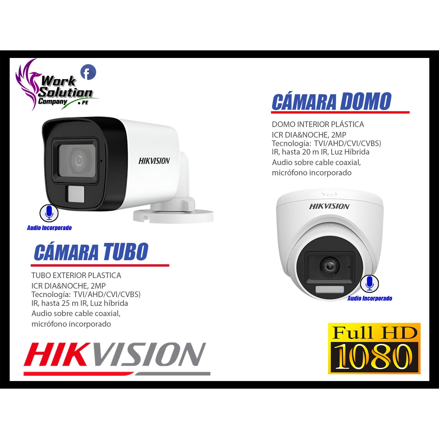 CÁMARA SEGURIDAD HIKVISION KIT 8 FULL HD AUDIO INCORPORADO DISCO 1TB HDMI 3M - 4