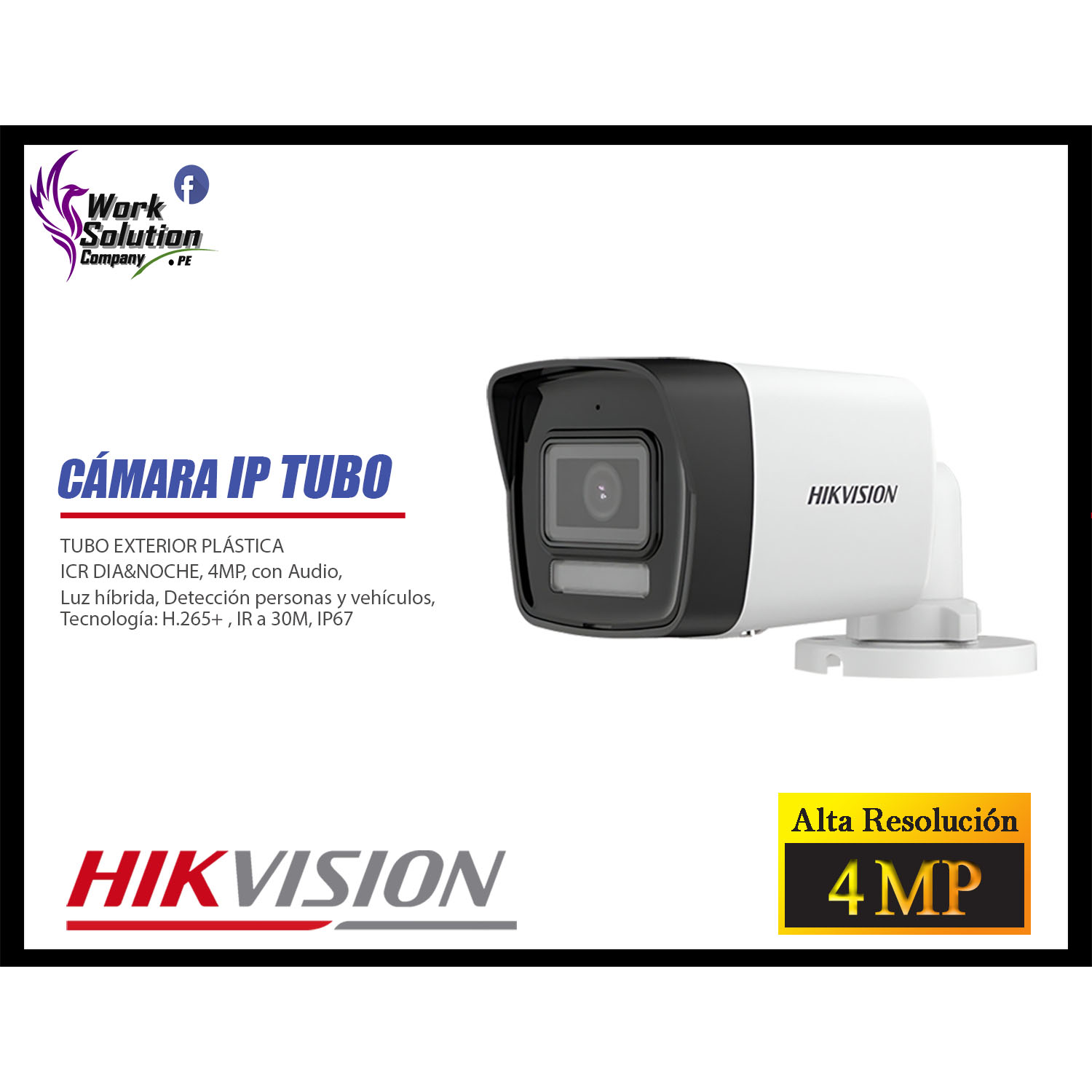 KIT 8 CÁMARA SEGURIDAD HIKVISION IP POE 4MP TUBO AUDIO INCORPORADO DISCO 2TB - 4