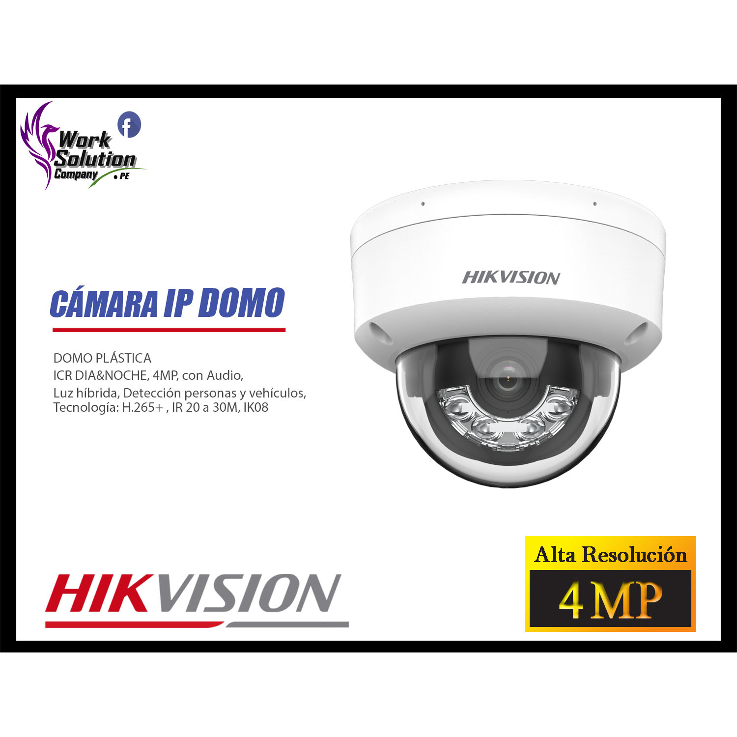 KIT 10 CÁMARA SEGURIDAD HIKVISION IP POE 4MP DOMO AUDIO ANTIVANDÁLICO DISCO 2TB - 4